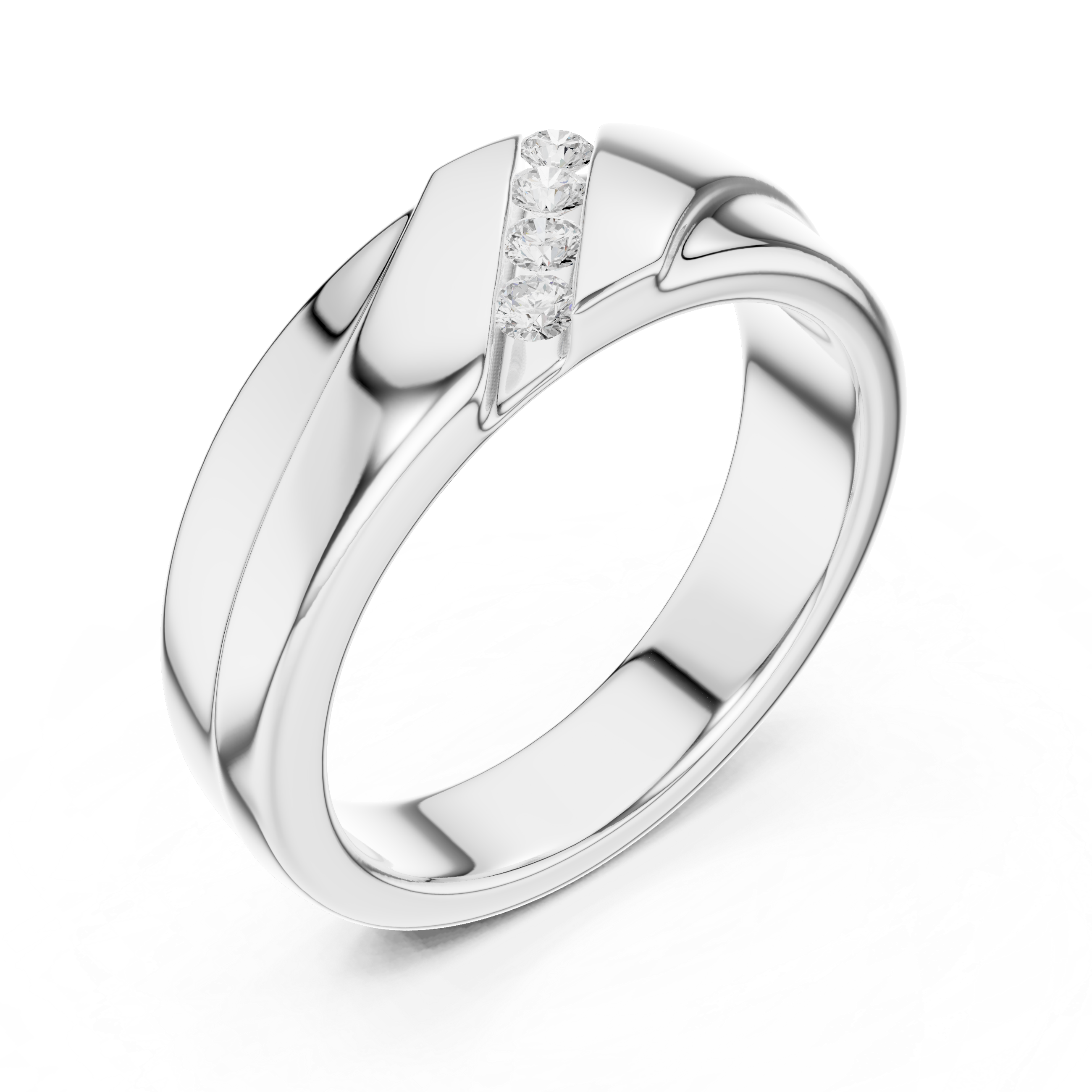 Modern Diamond Channel Wedding Band