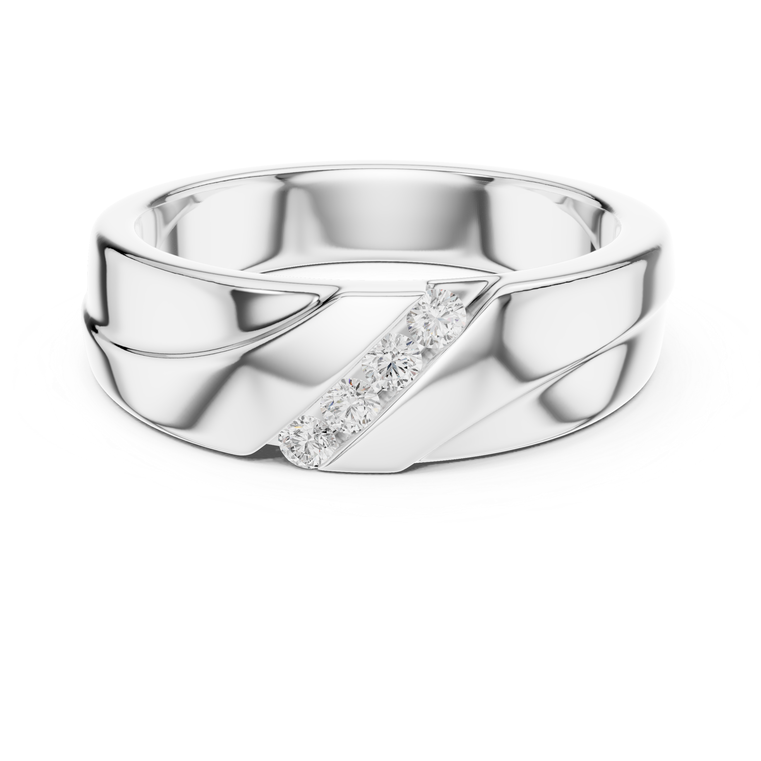 Modern Diamond Channel Wedding Band