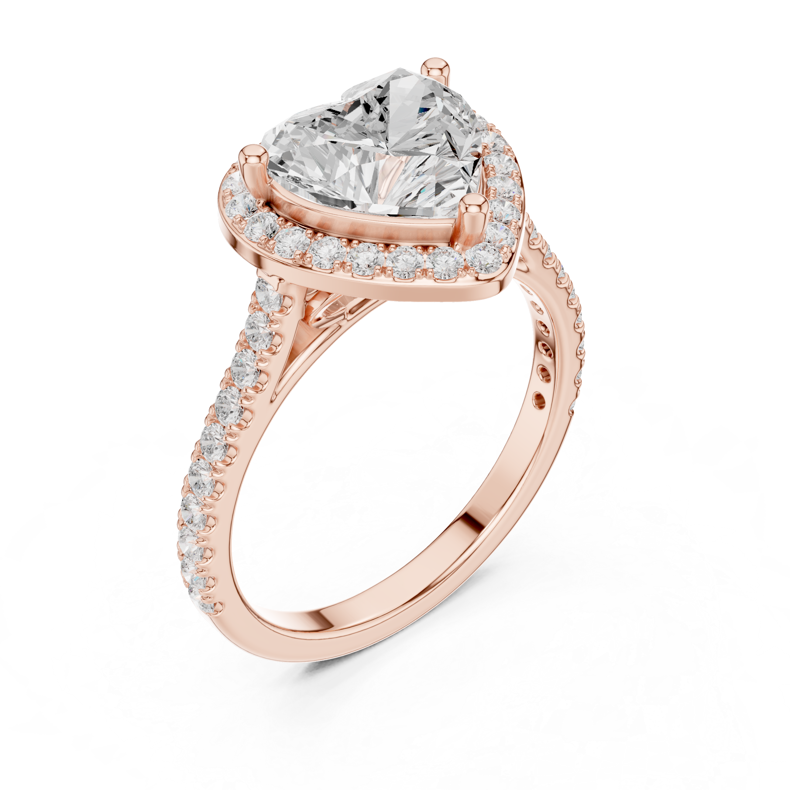 Heart Halo Diamond Engagement Ring