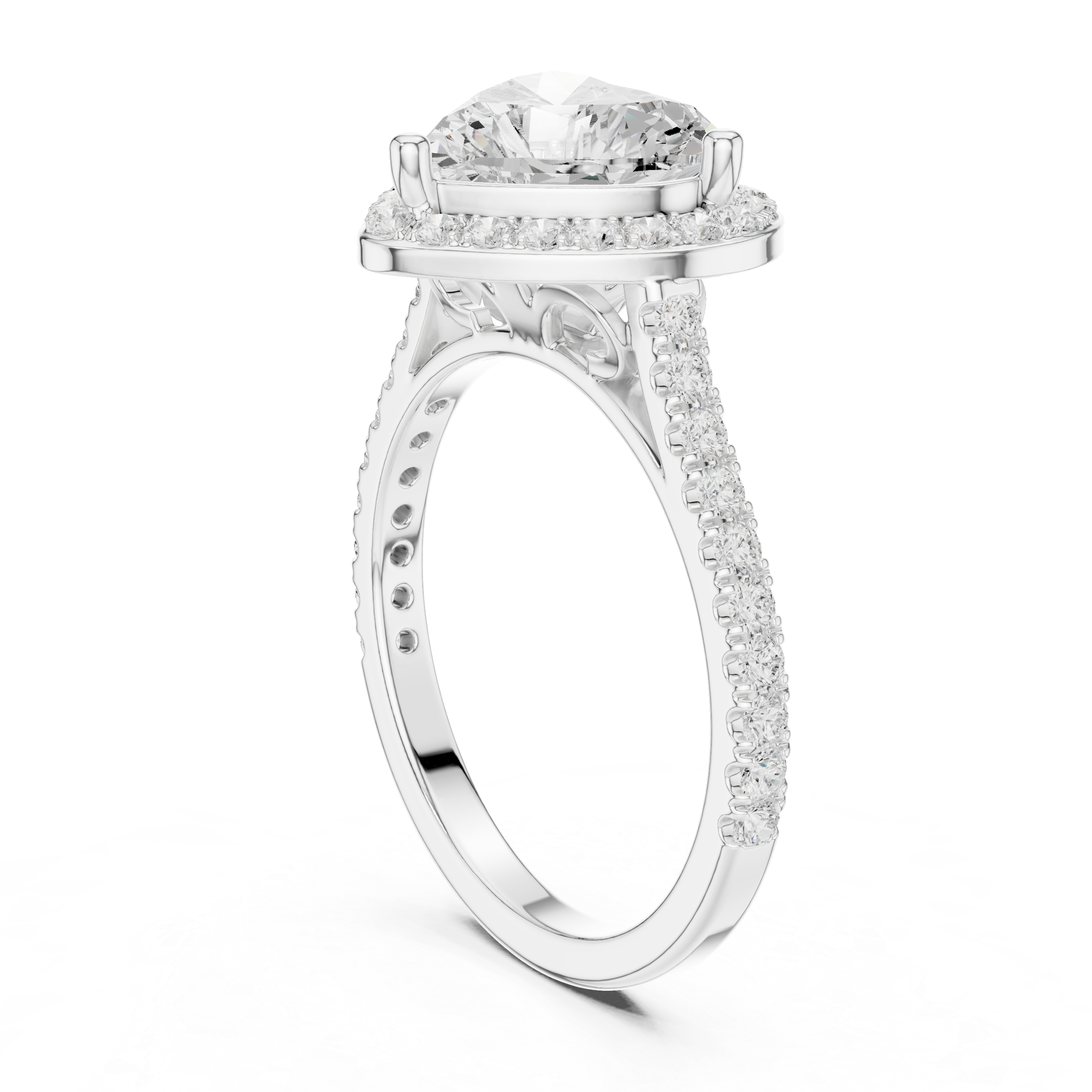Heart Halo Diamond Engagement Ring