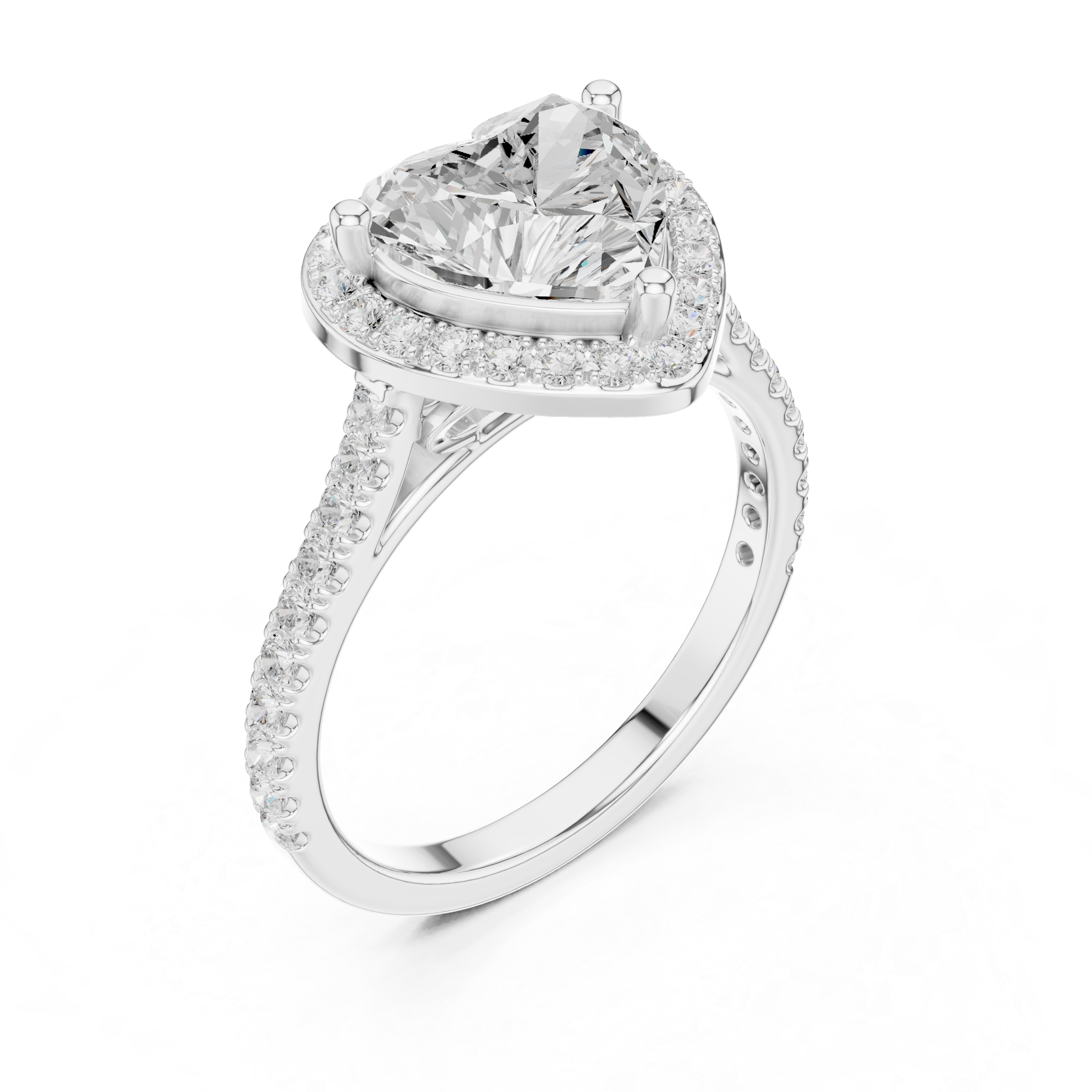 Heart Halo Diamond Engagement Ring