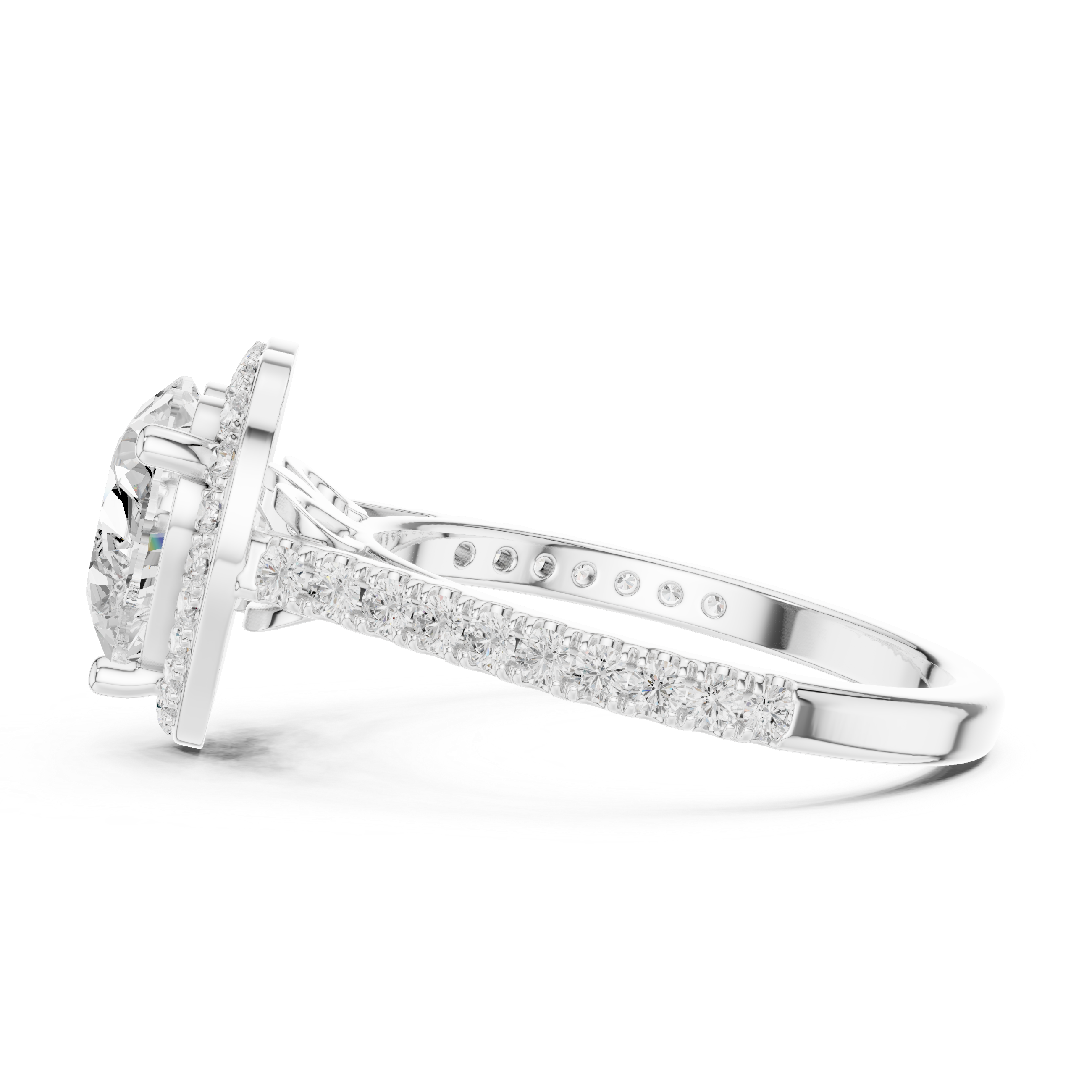 Heart Halo Diamond Engagement Ring
