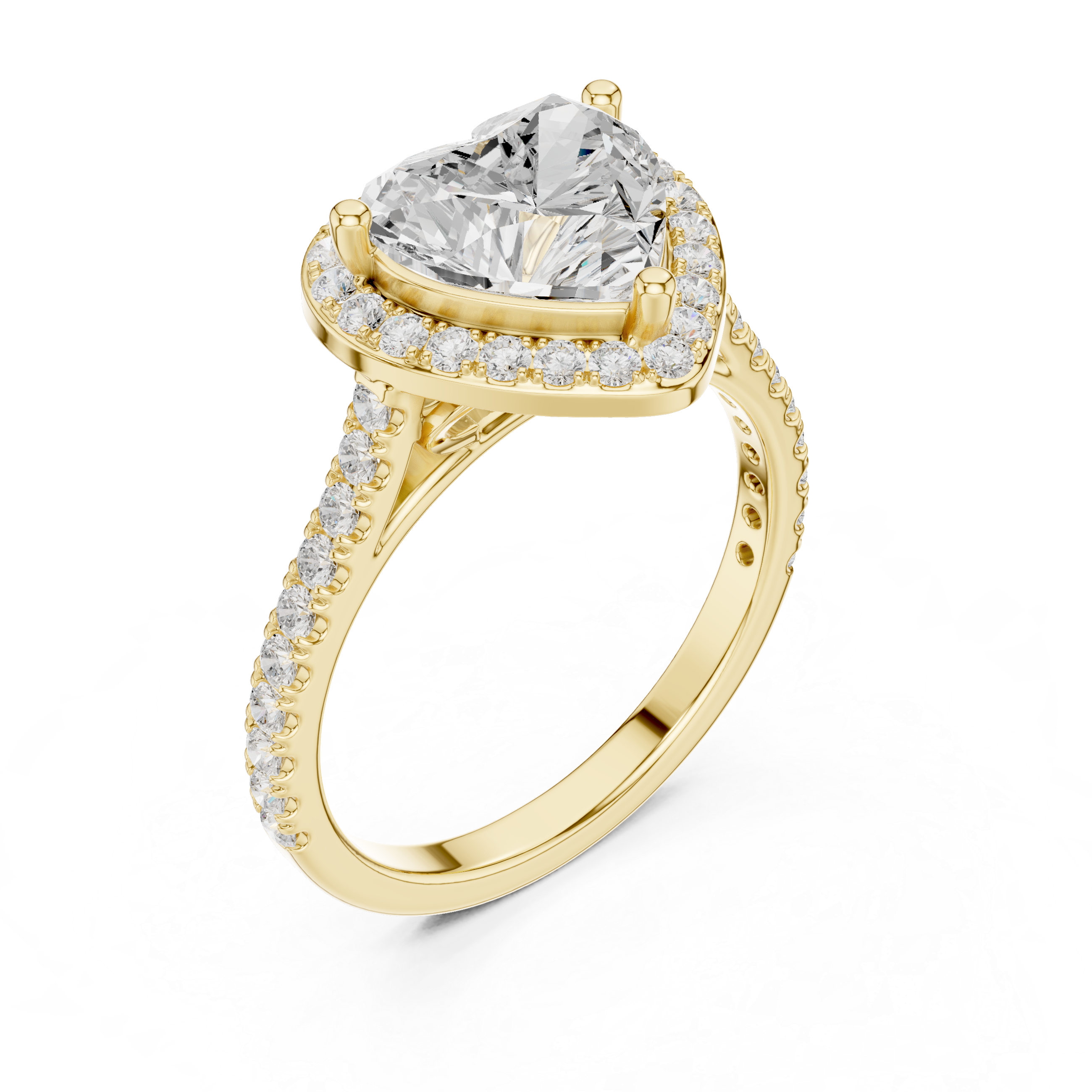 Heart Halo Diamond Engagement Ring