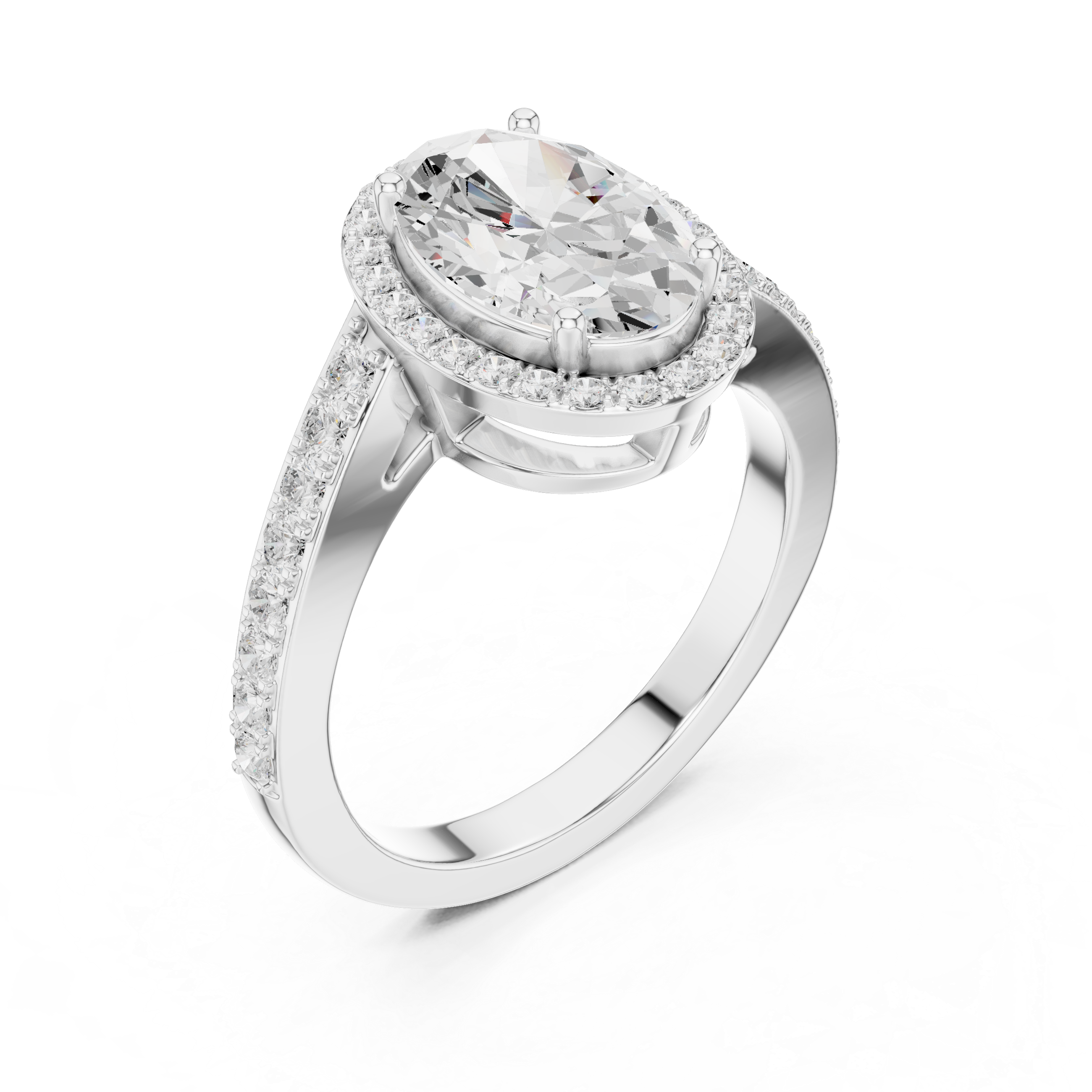 Oval Halo Diamond Engagement Ring