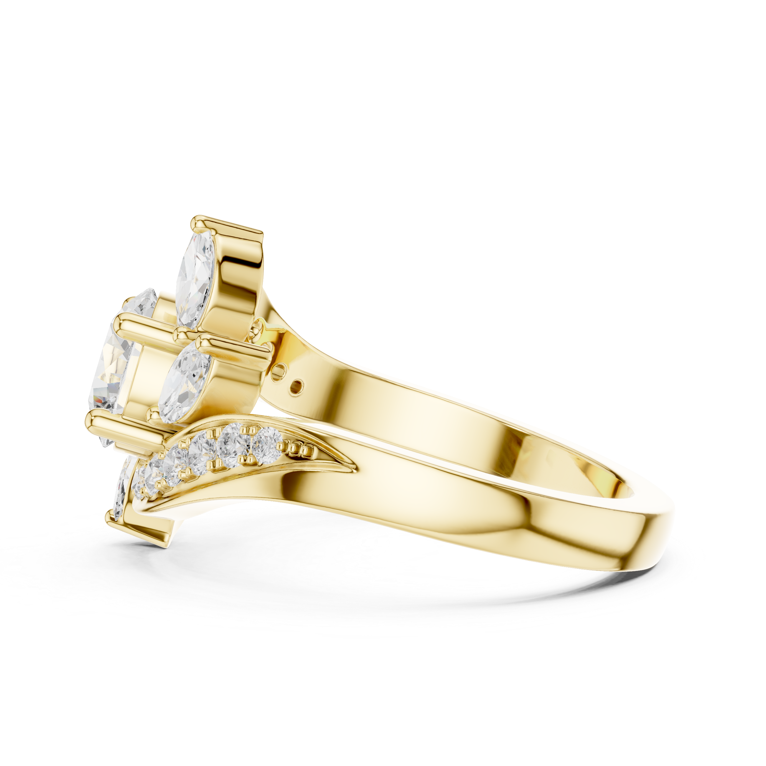 Round Diamond & Marquise Bypass Engagement Ring