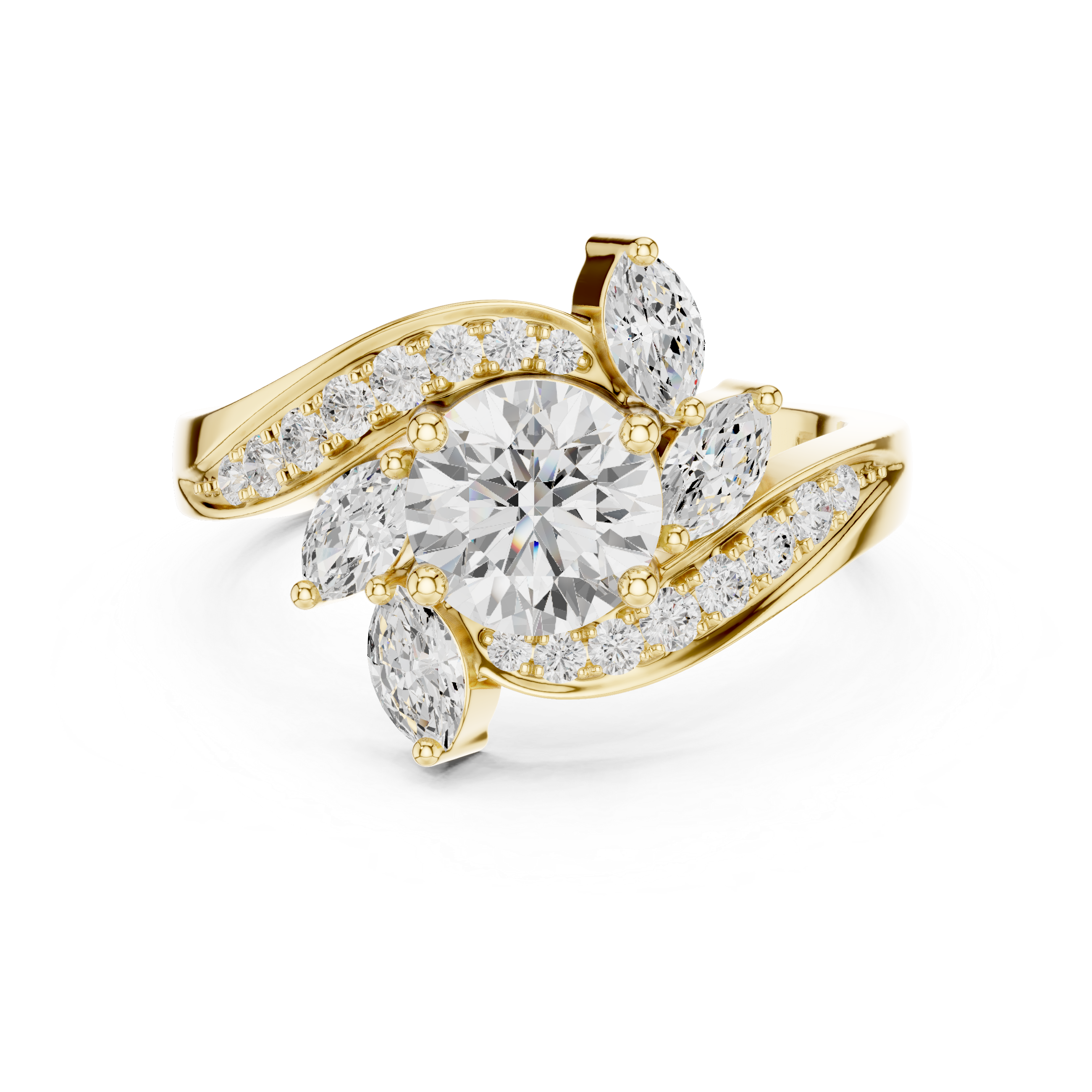 Round Diamond & Marquise Bypass Engagement Ring