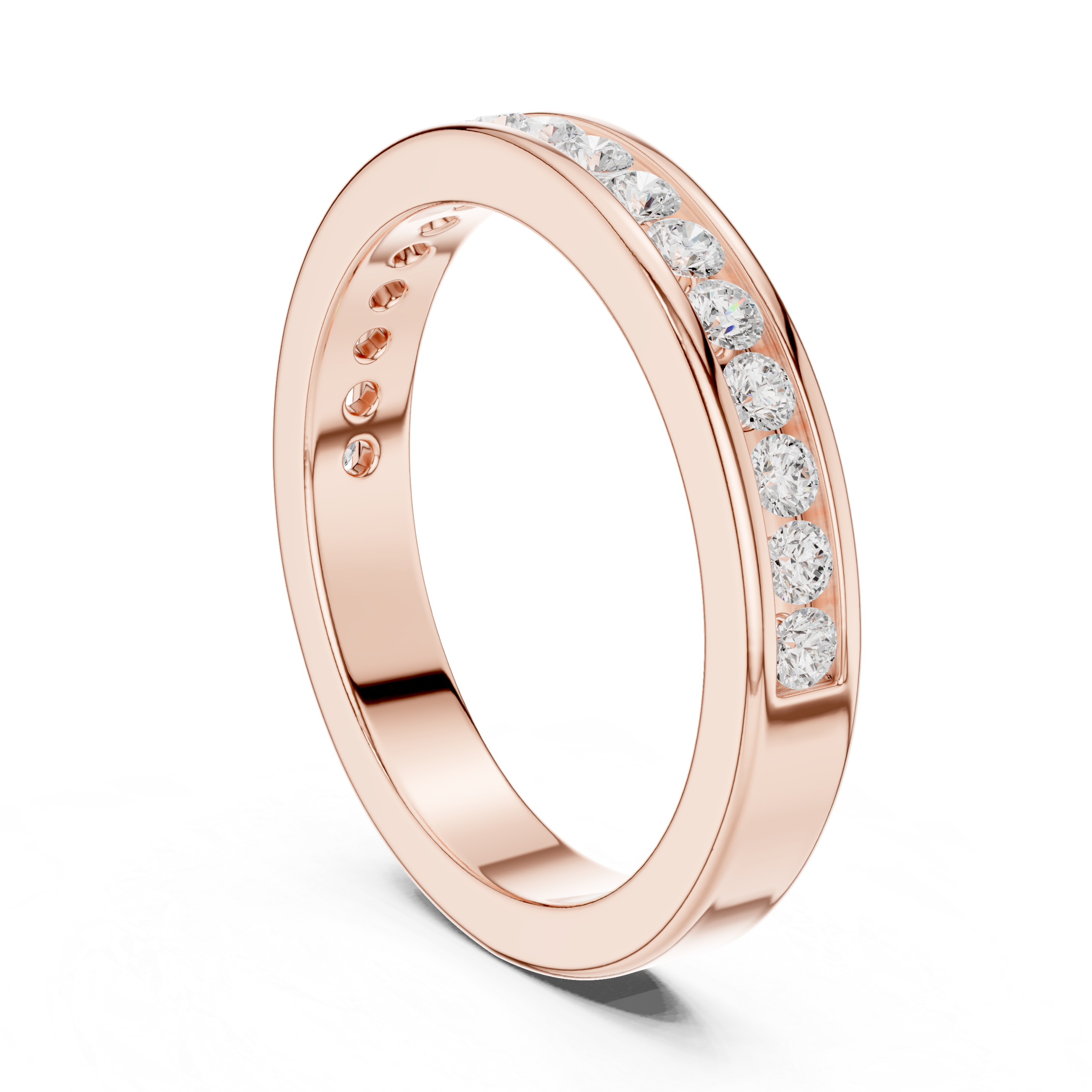 Round Diamond Channel Set Wedding Band