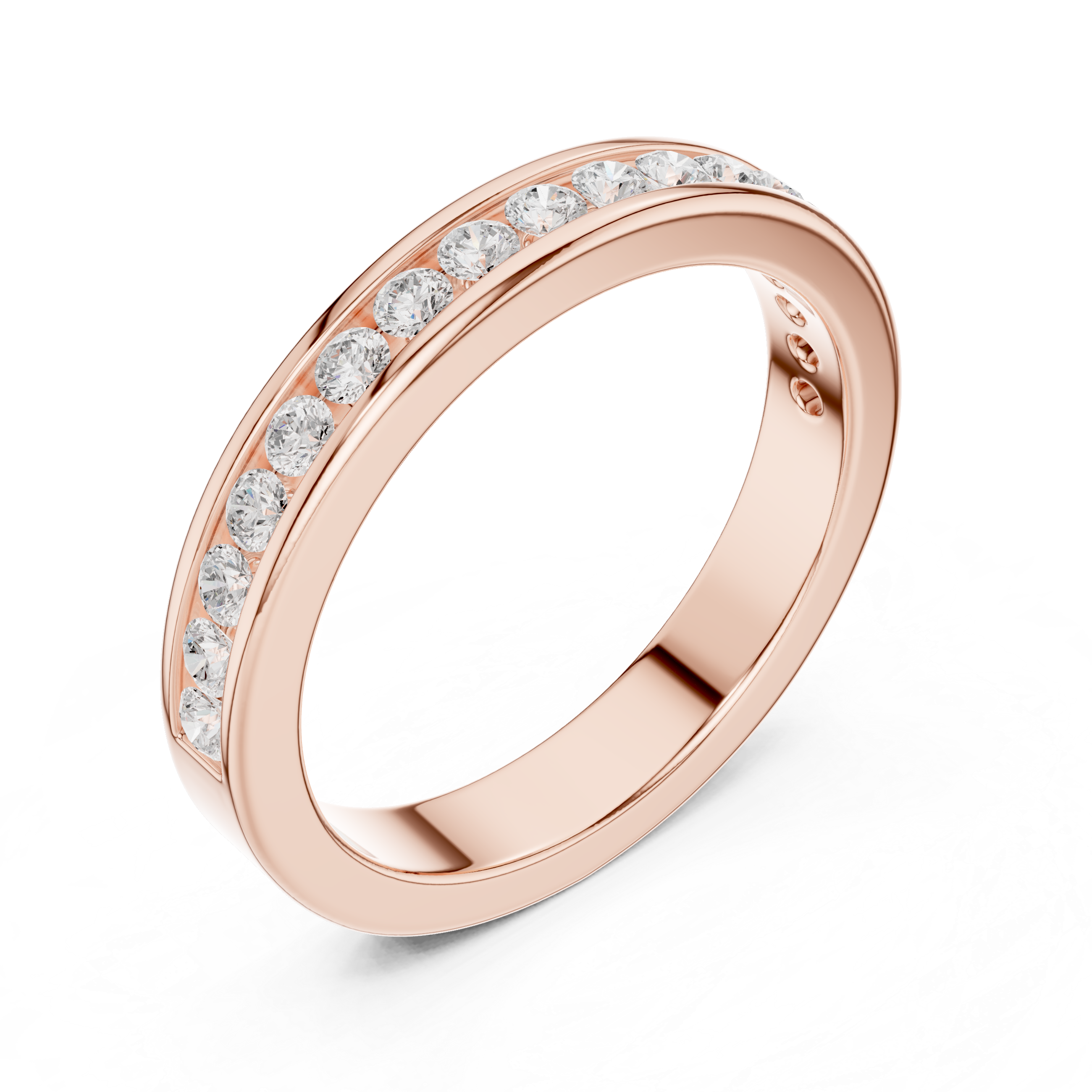 Round Diamond Channel Set Wedding Band