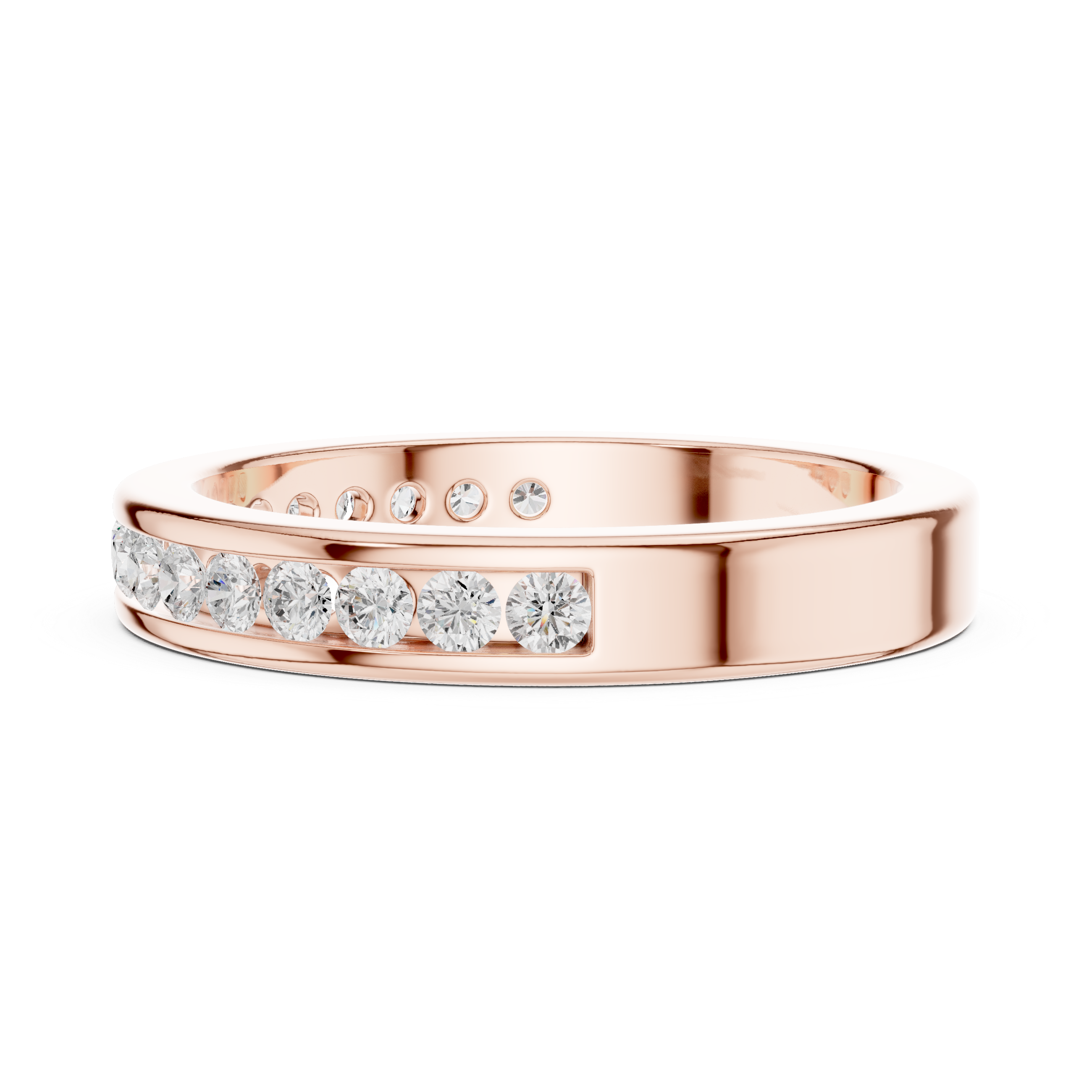 Round Diamond Channel Set Wedding Band