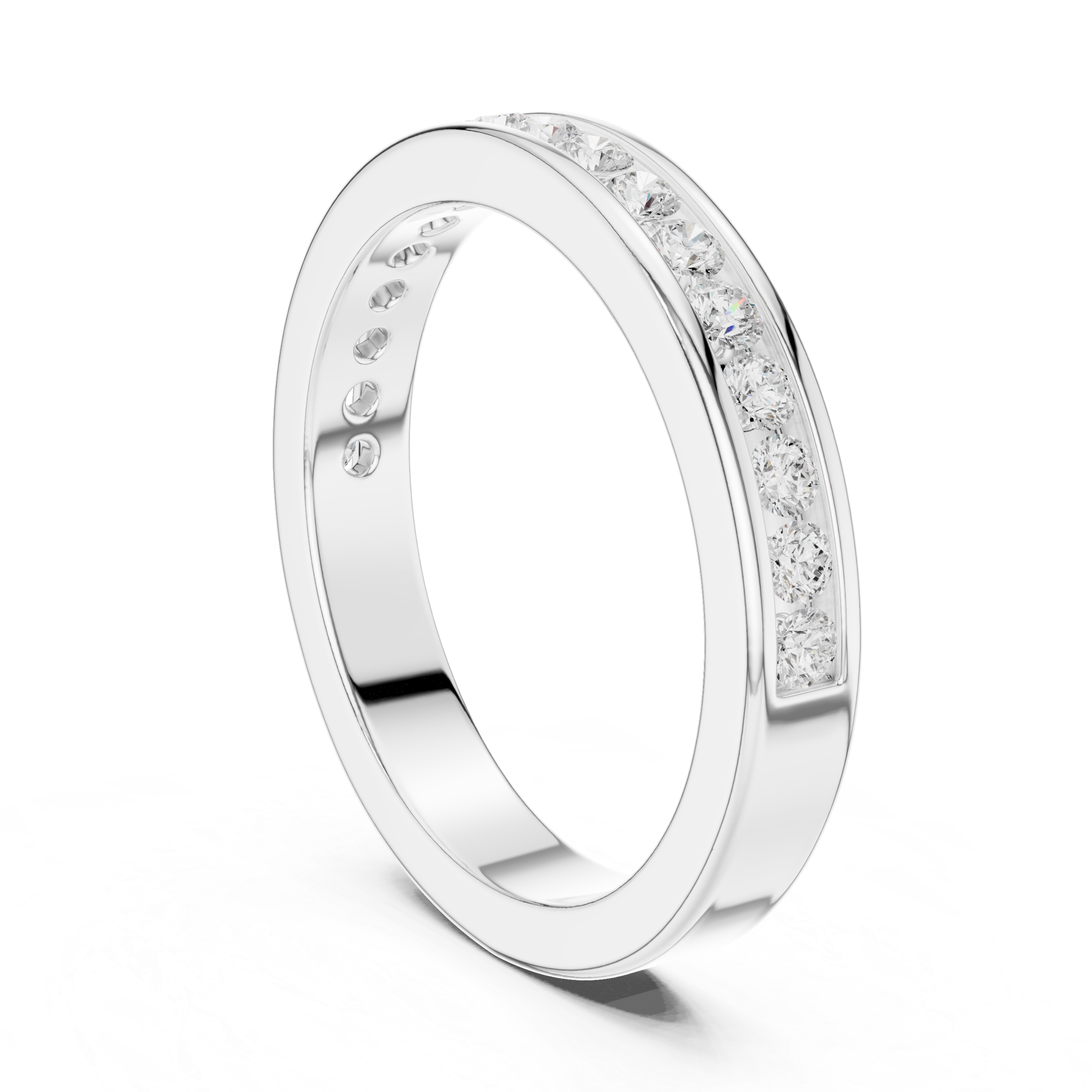Round Diamond Channel Set Wedding Band