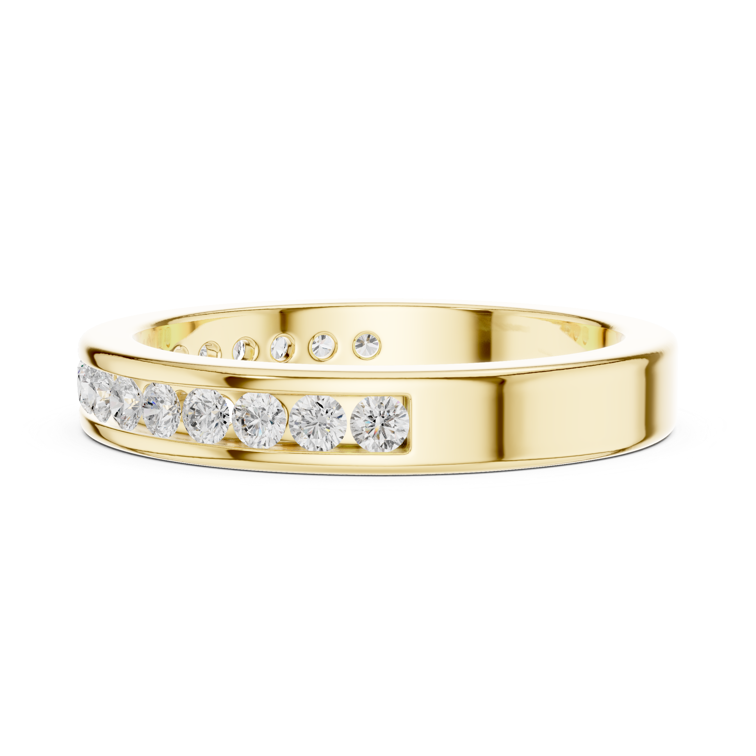 Round Diamond Channel Set Wedding Band