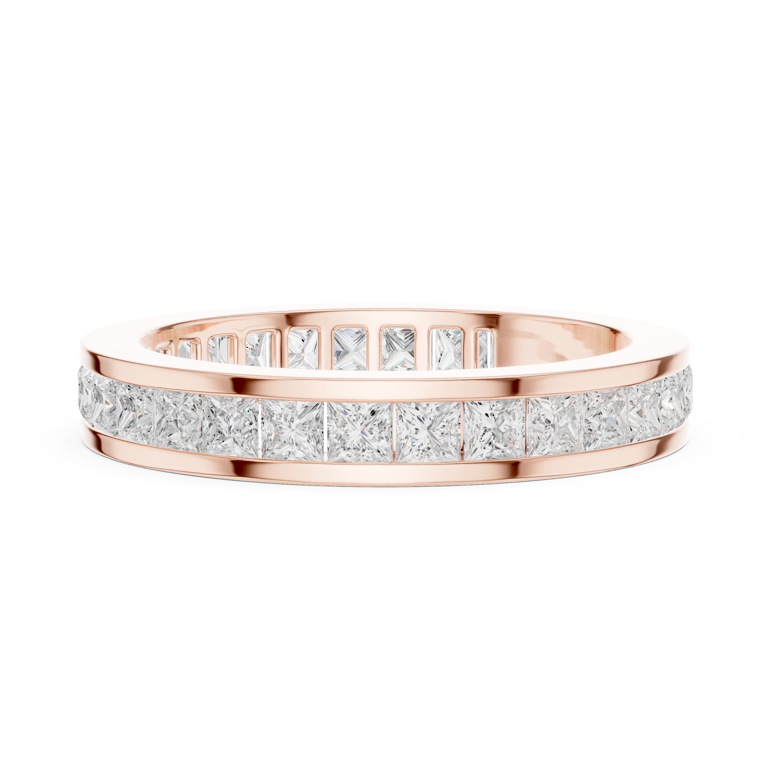 Princess Cut Channel Set Wedding Band