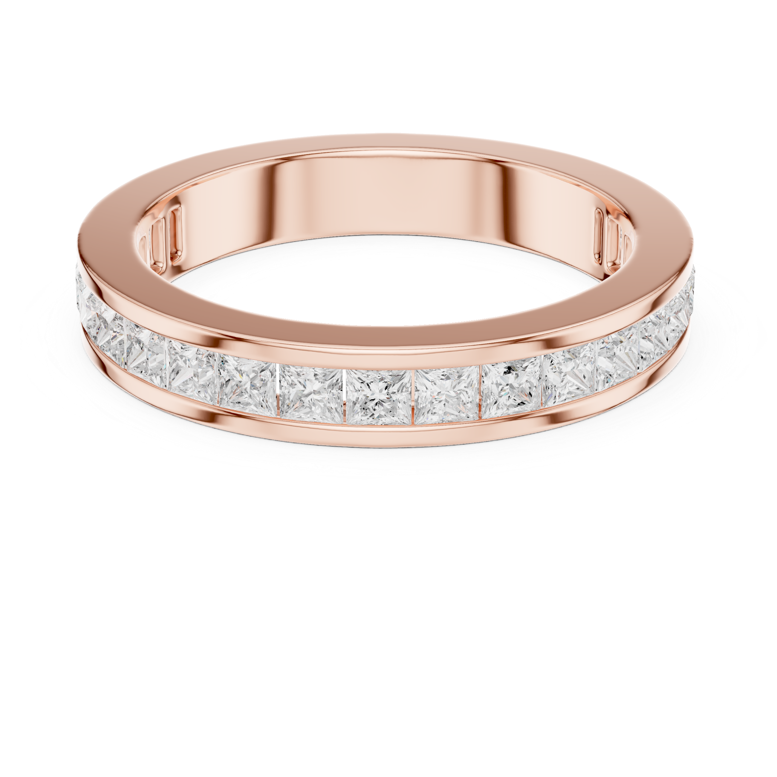 Princess Cut Channel Set Wedding Band
