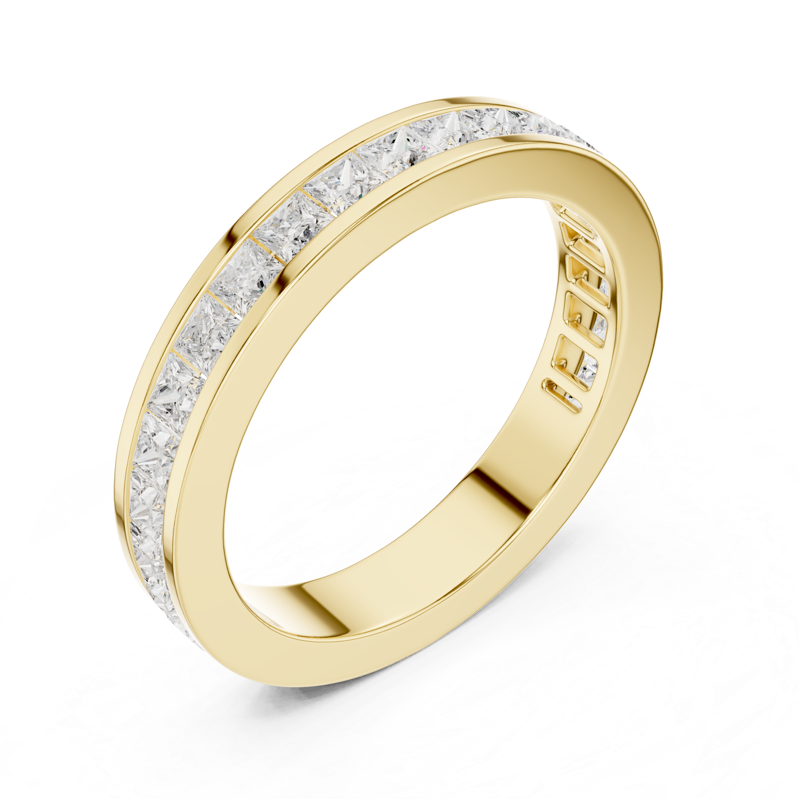 Princess Cut Channel Set Wedding Band