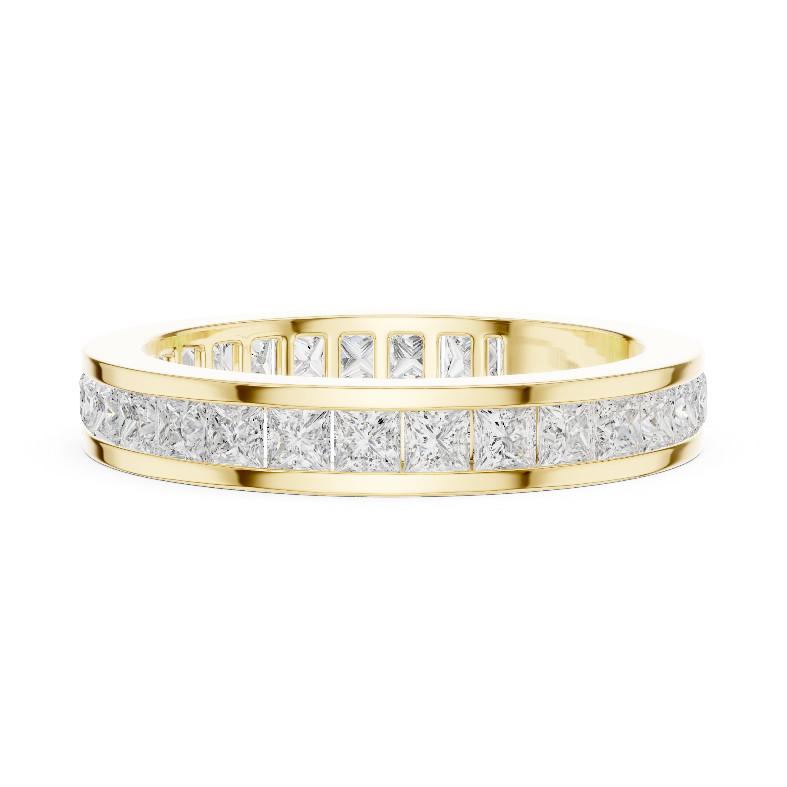 Princess Cut Channel Set Wedding Band