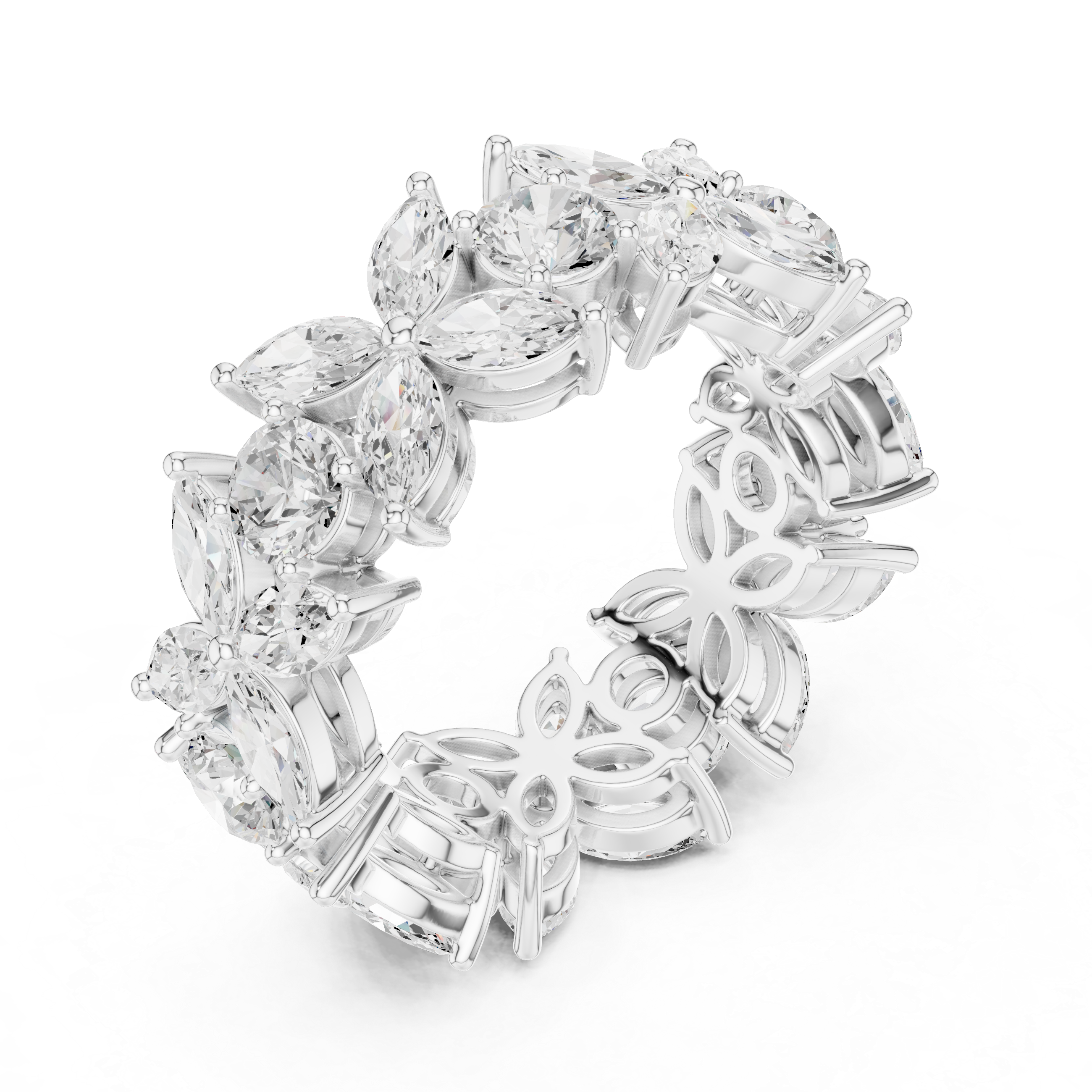 Floral Diamond Eternity Band