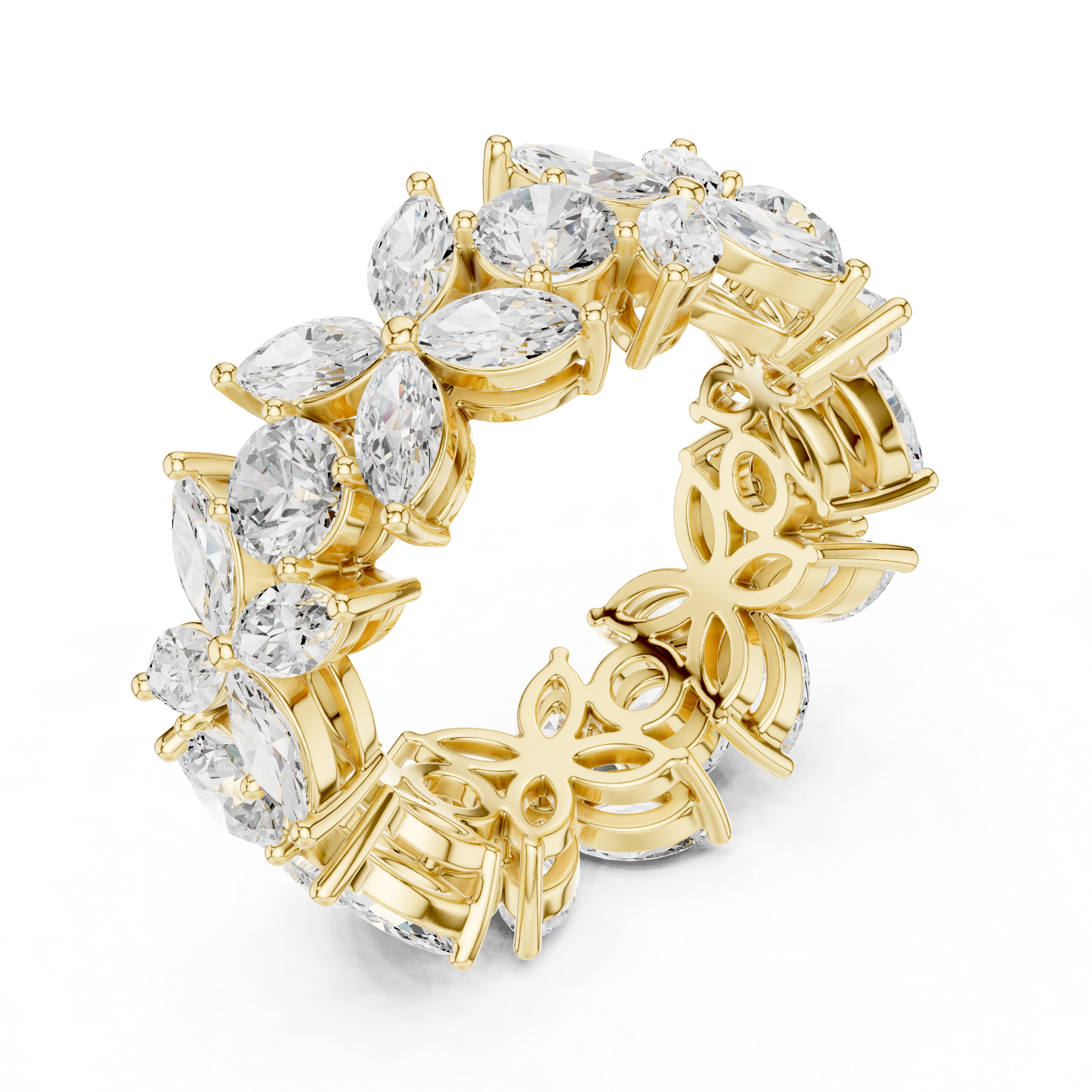 Floral Diamond Eternity Band