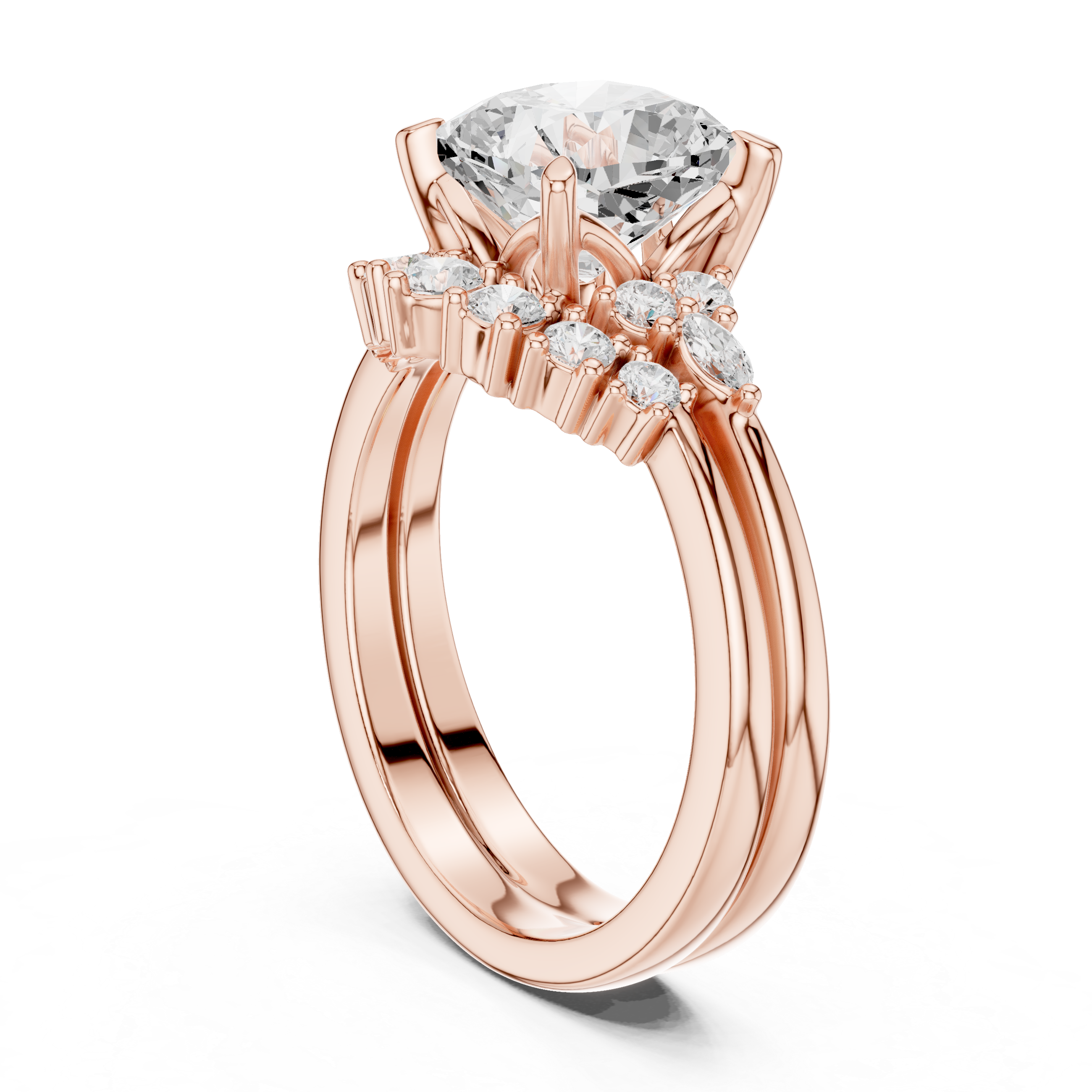 Vintage Cushion Cut Bridal Ring Set