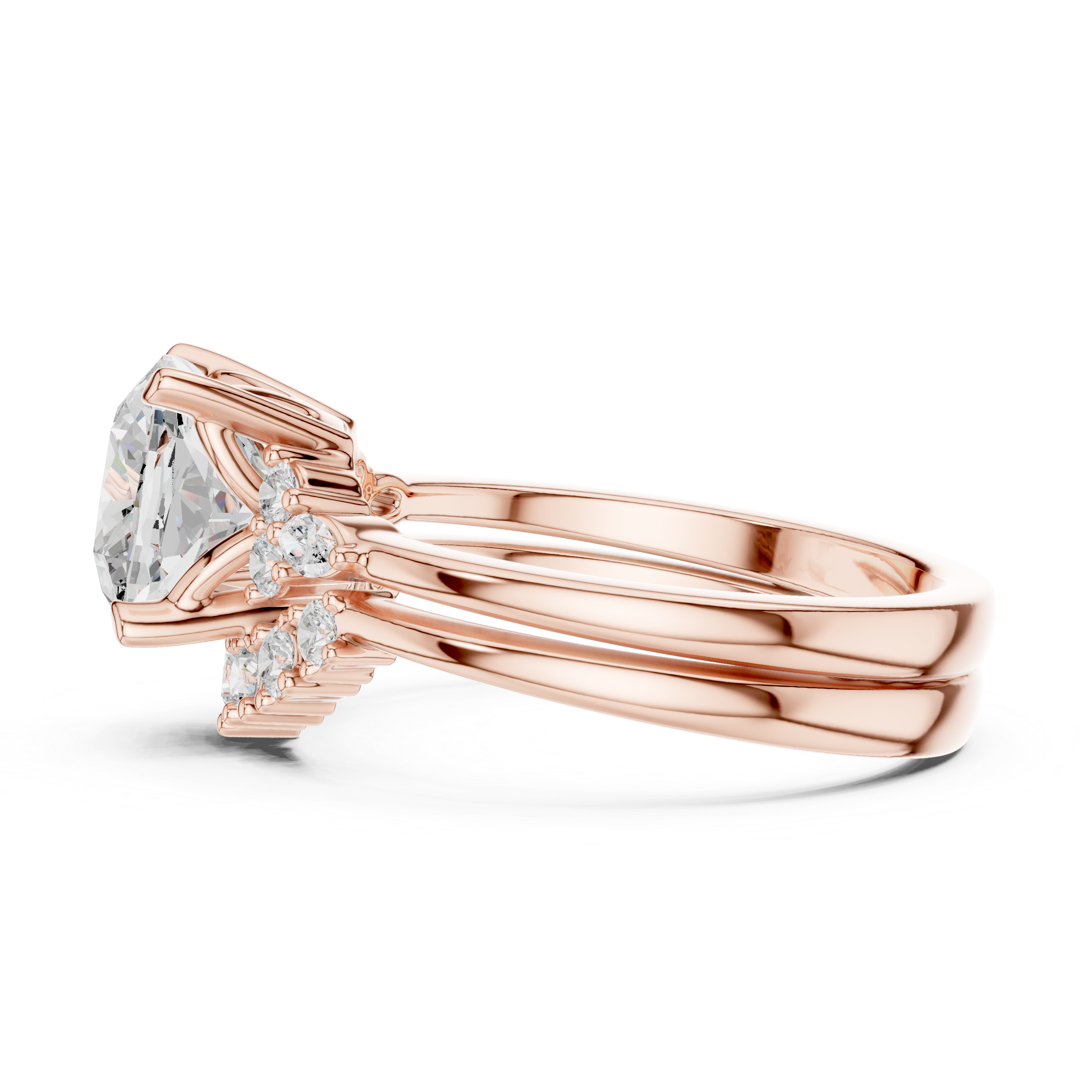 Vintage Cushion Cut Bridal Ring Set