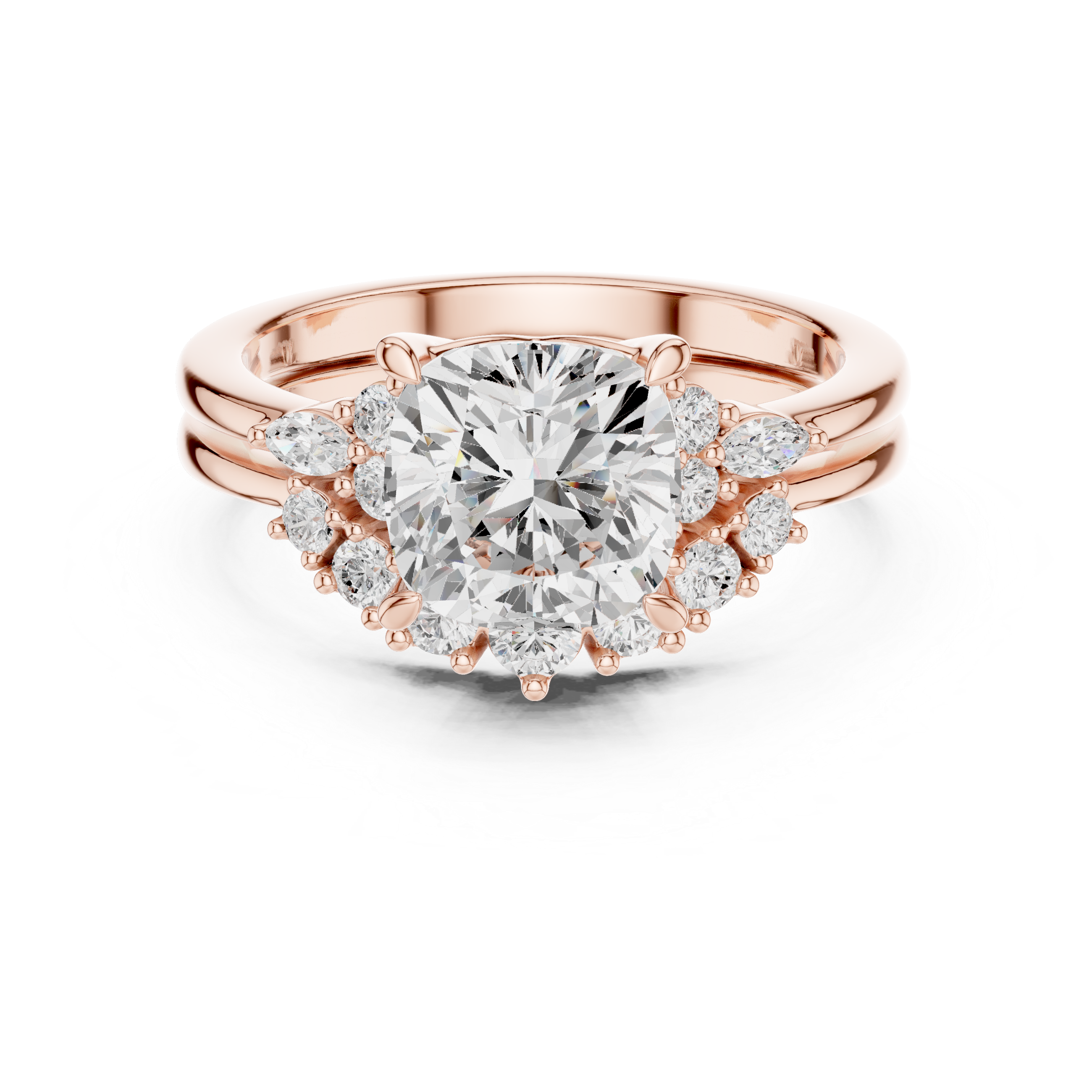 Vintage Cushion Cut Bridal Ring Set