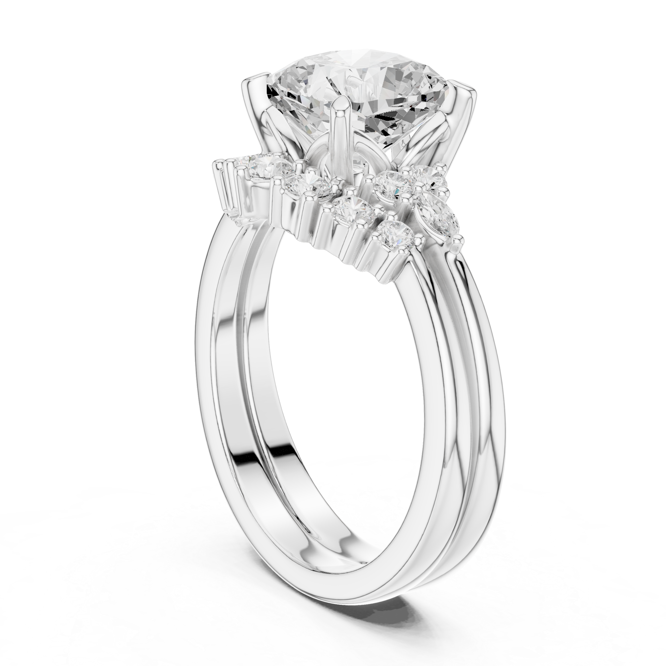 Vintage Cushion Cut Bridal Ring Set