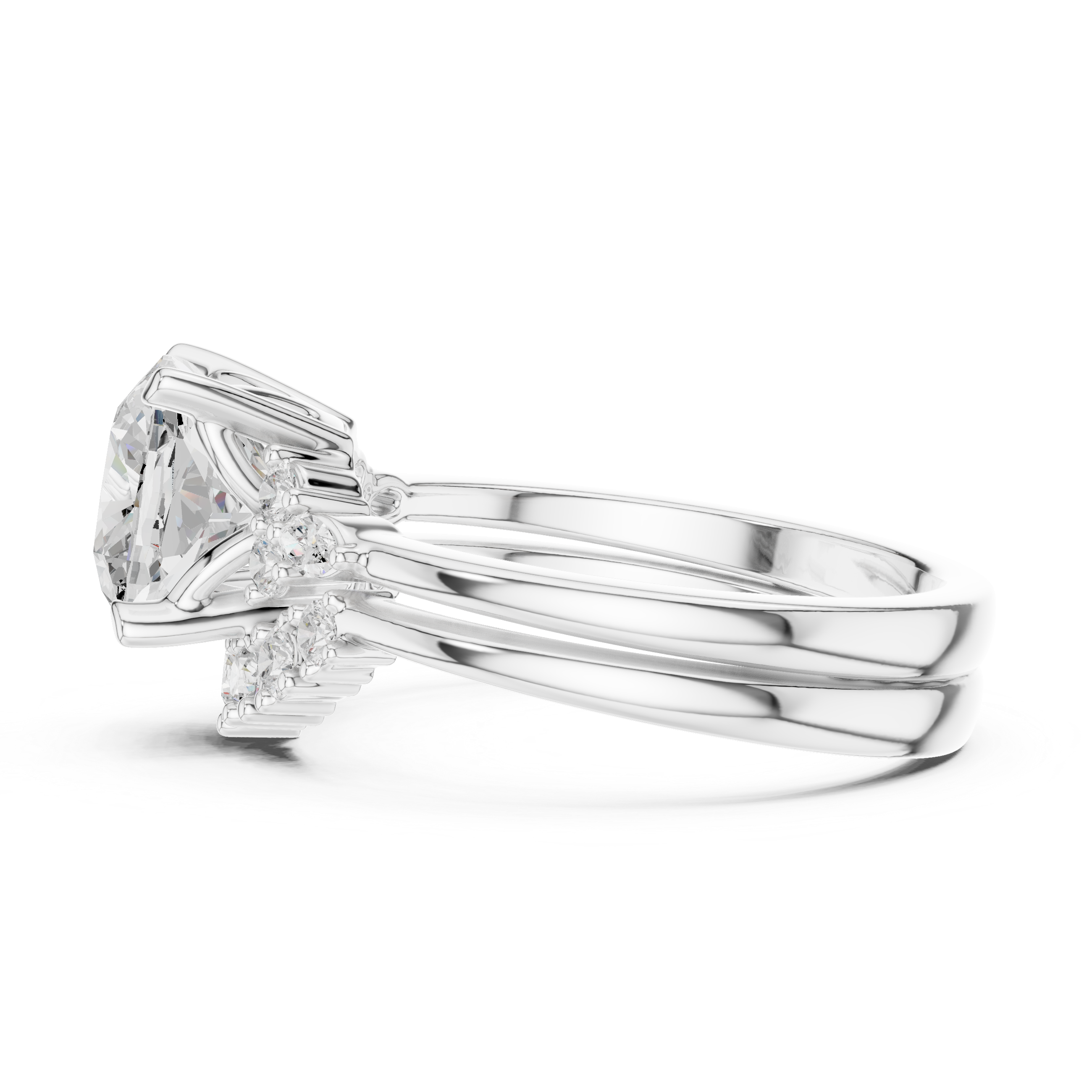 Vintage Cushion Cut Bridal Ring Set