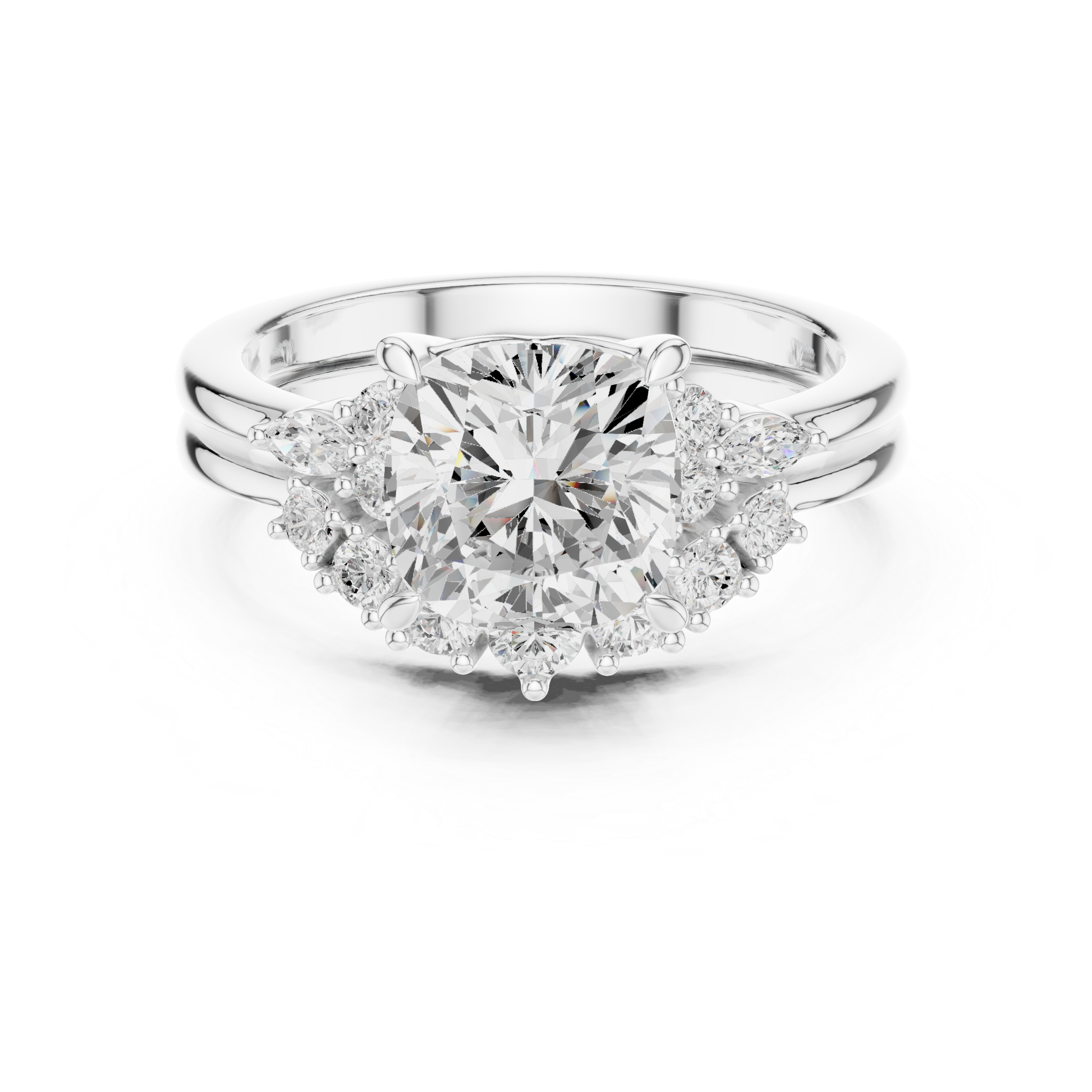 Vintage Cushion Cut Bridal Ring Set