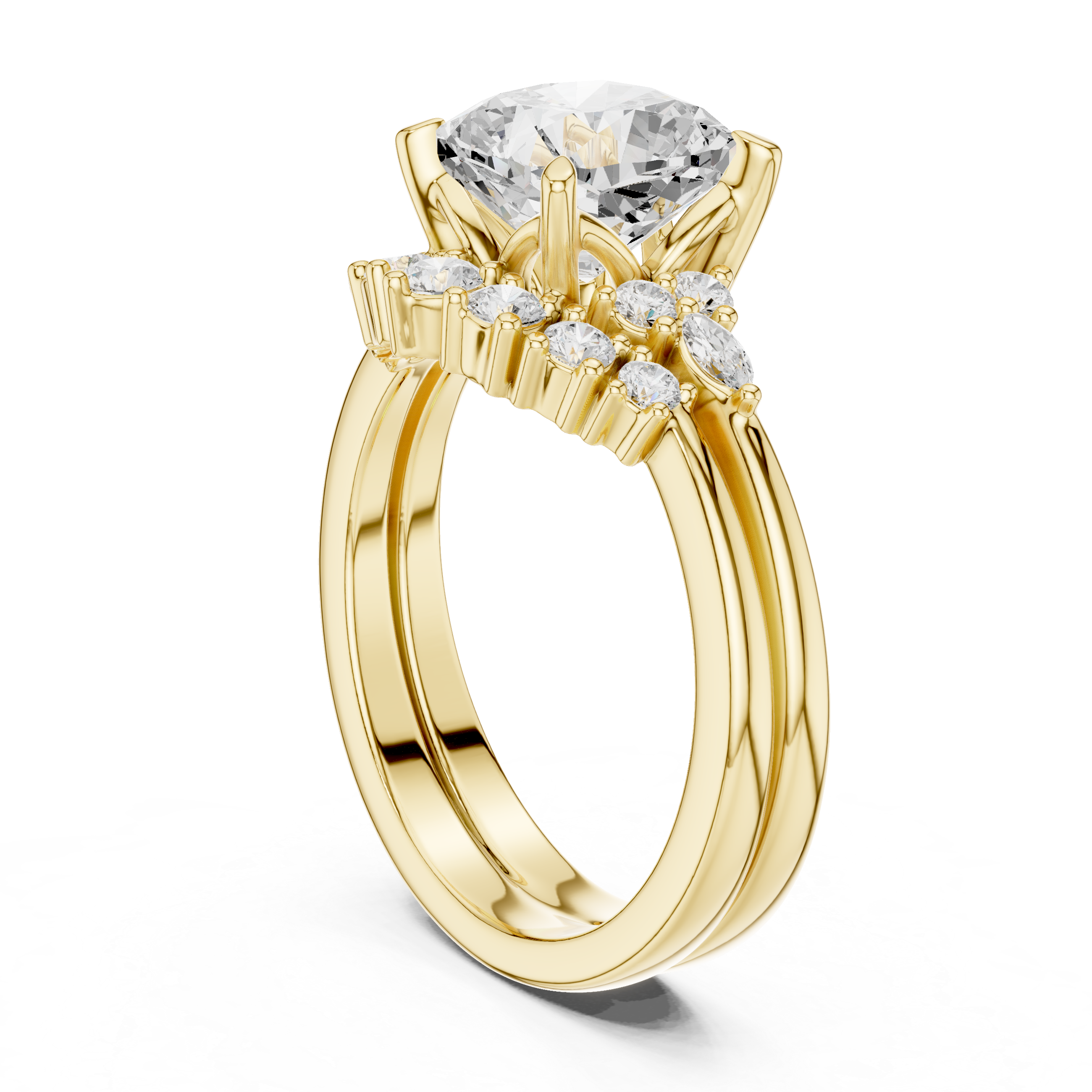 Vintage Cushion Cut Bridal Ring Set