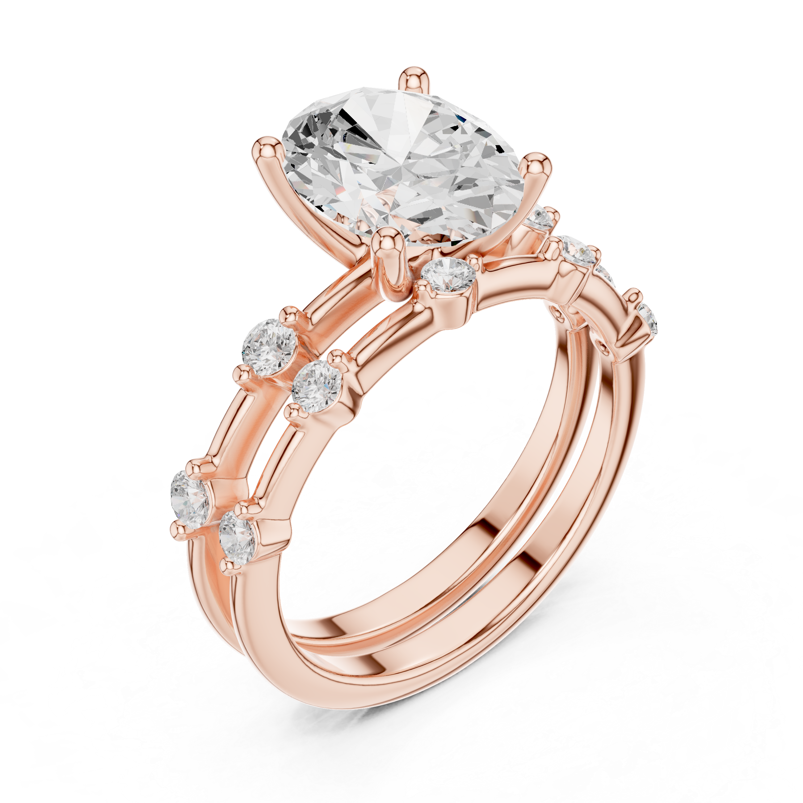 Oval Diamond Bridal Ring Set