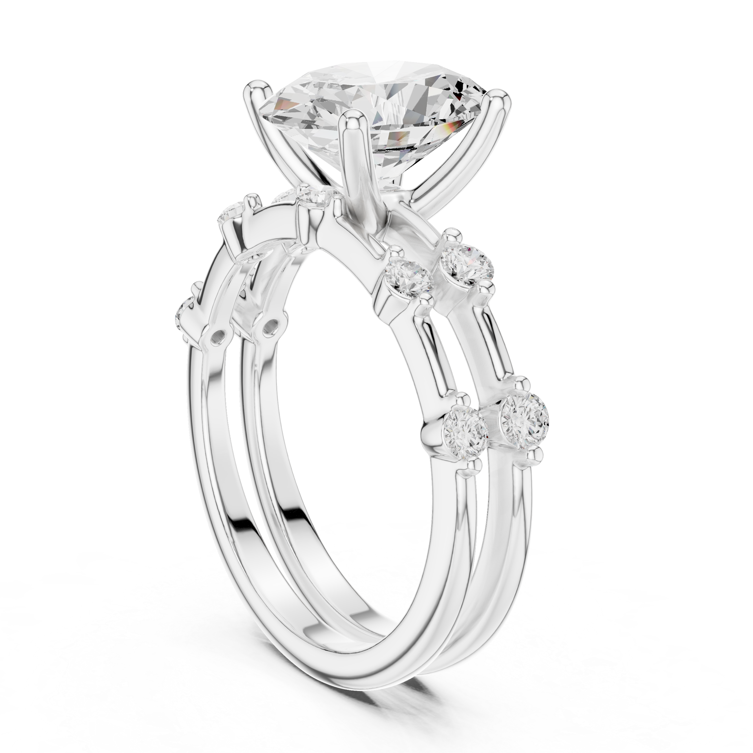 Oval Diamond Bridal Ring Set