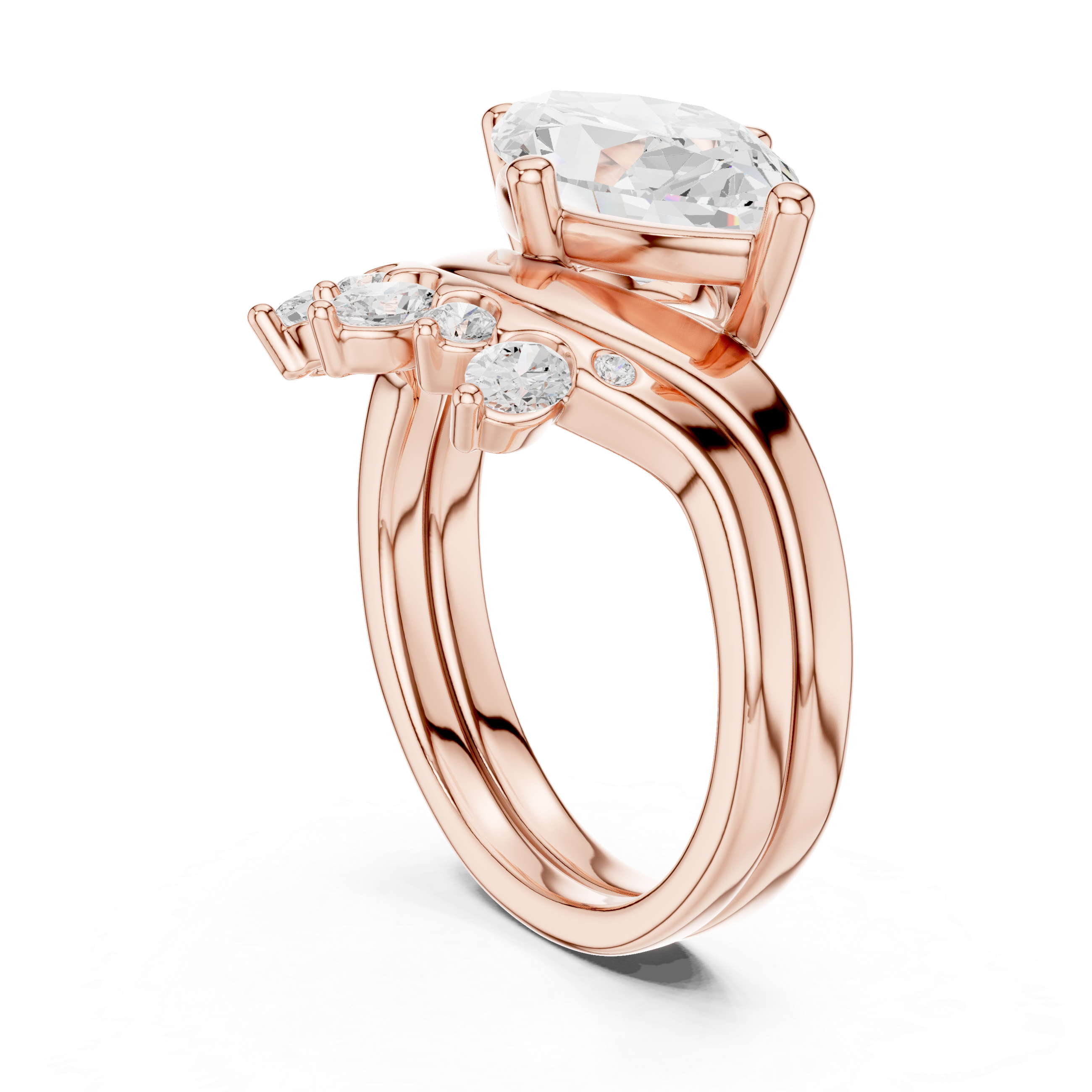 Marquise Bridal Ring Set with Diamond Crown Band