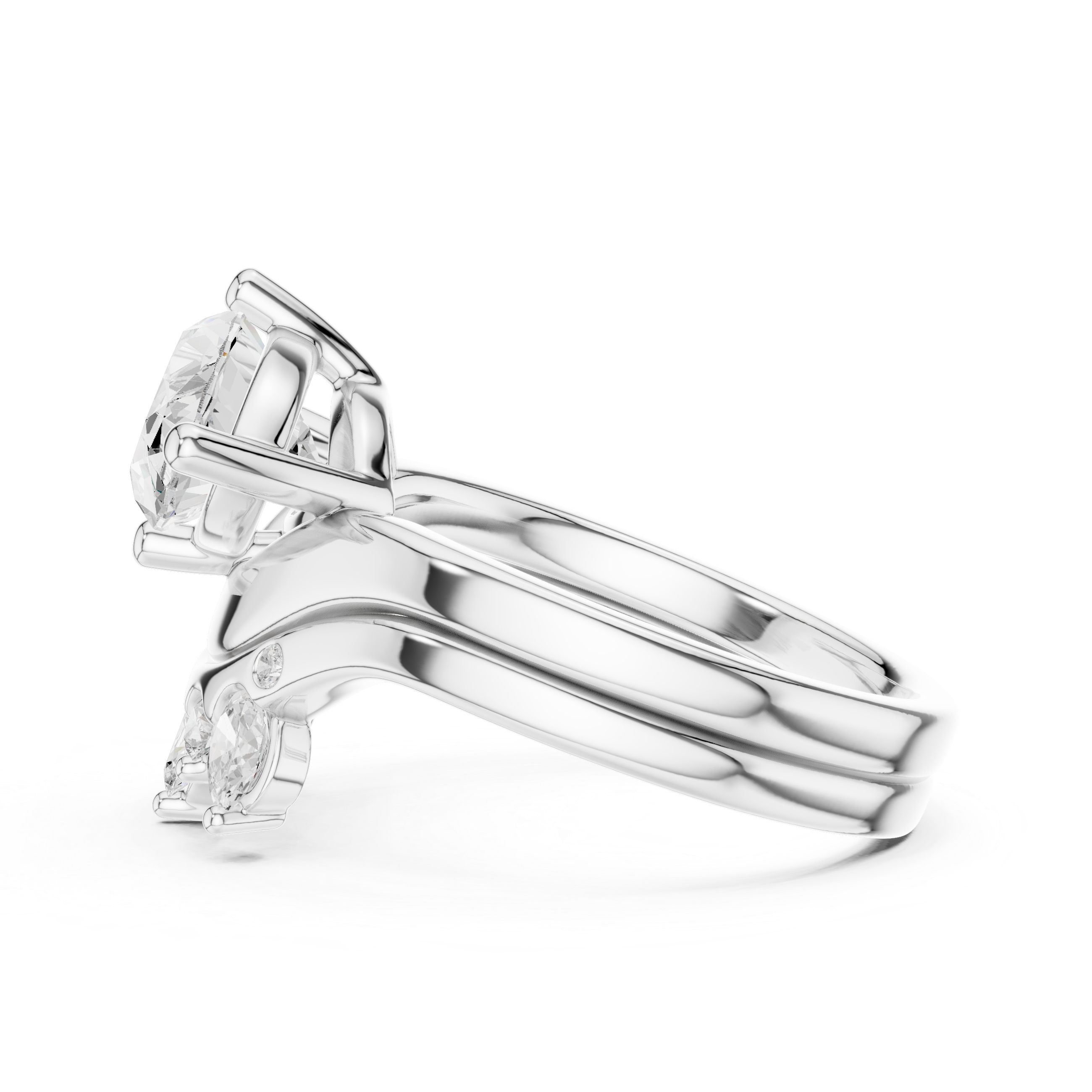 Marquise Bridal Ring Set with Diamond Crown Band