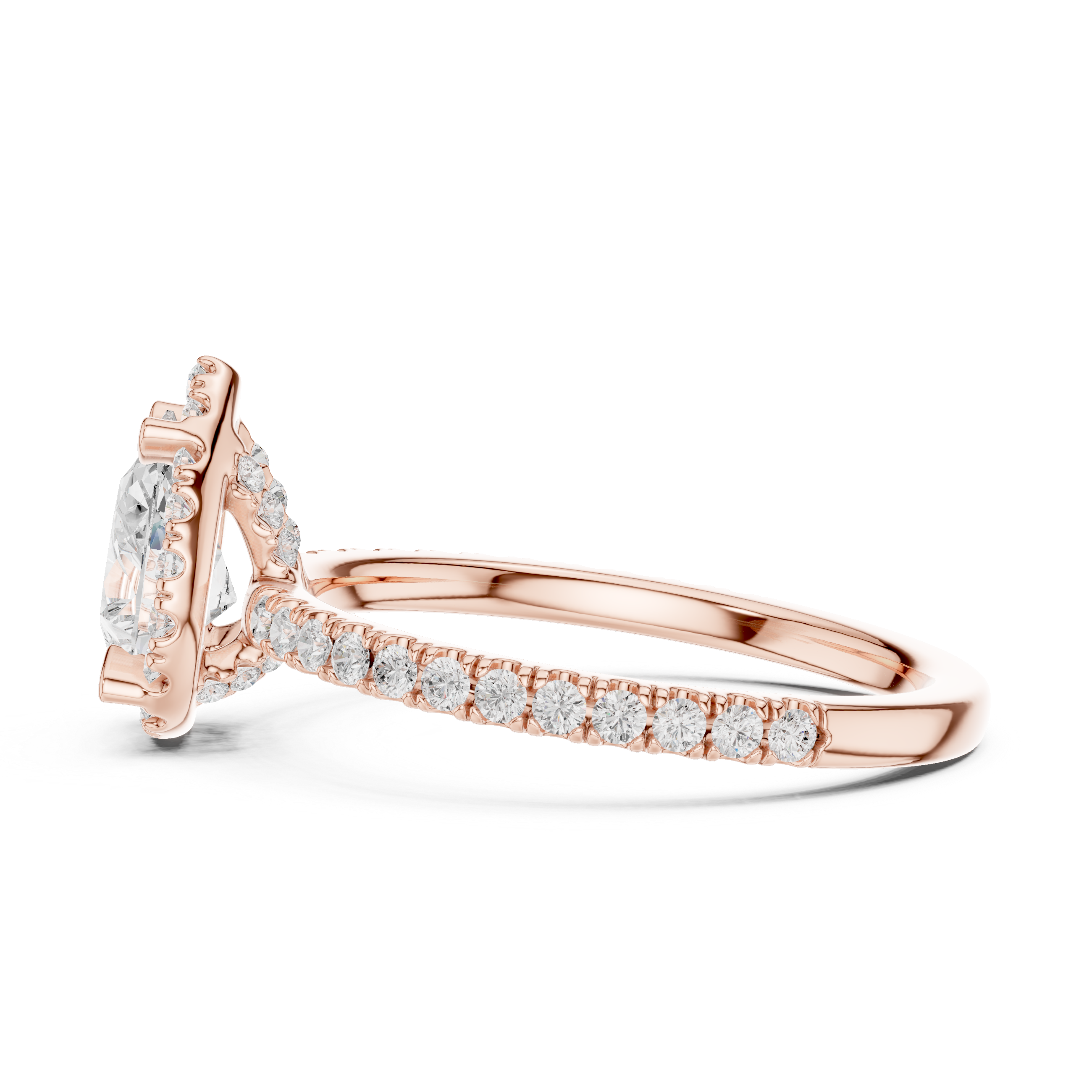 Pear Halo Engagement Ring with Pavé Diamond Band