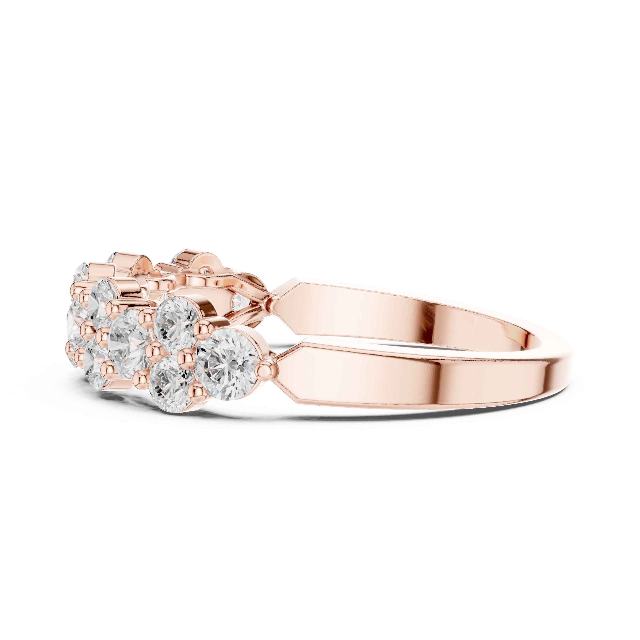 Diamond Cluster Half Eternity Ring