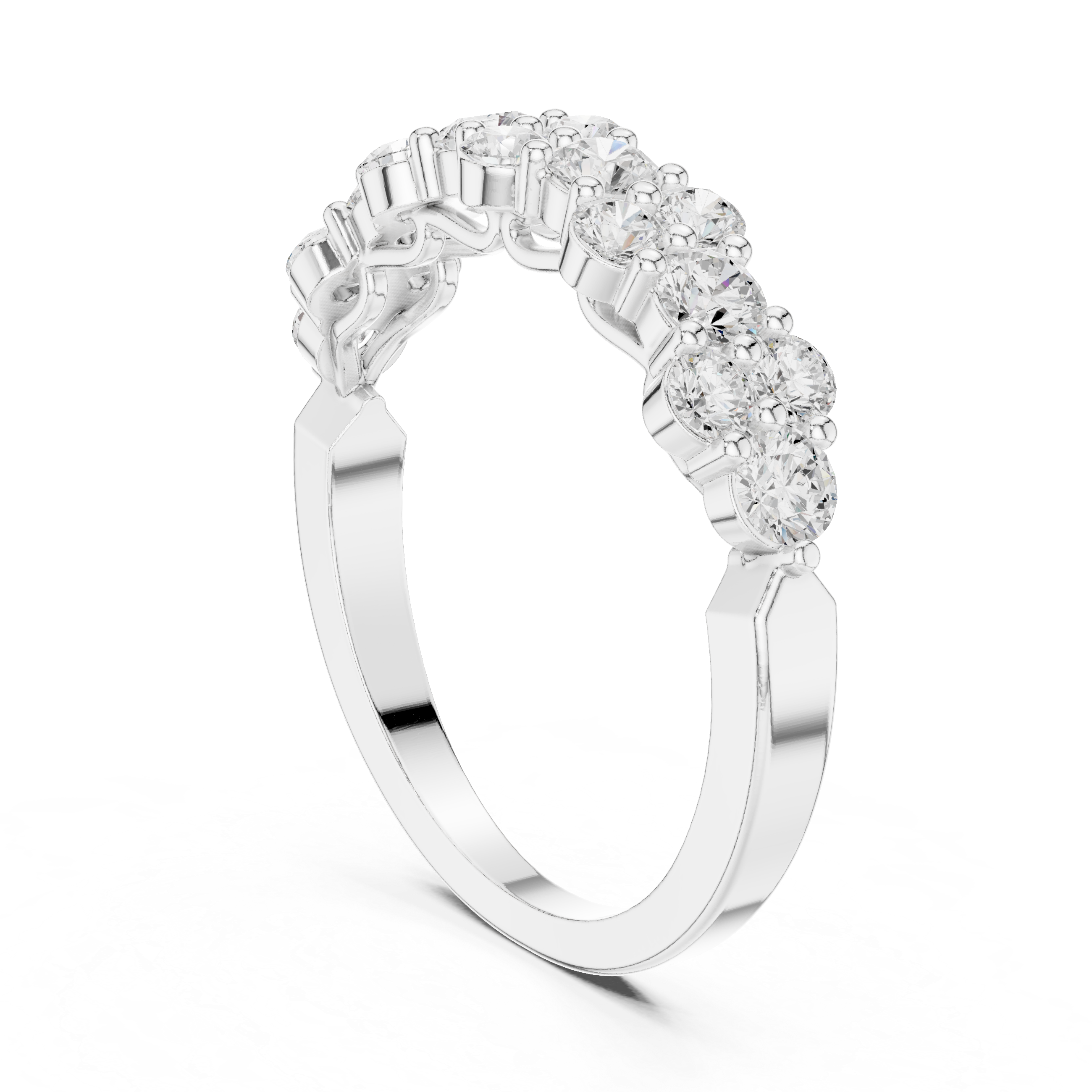 Diamond Cluster Half Eternity Ring