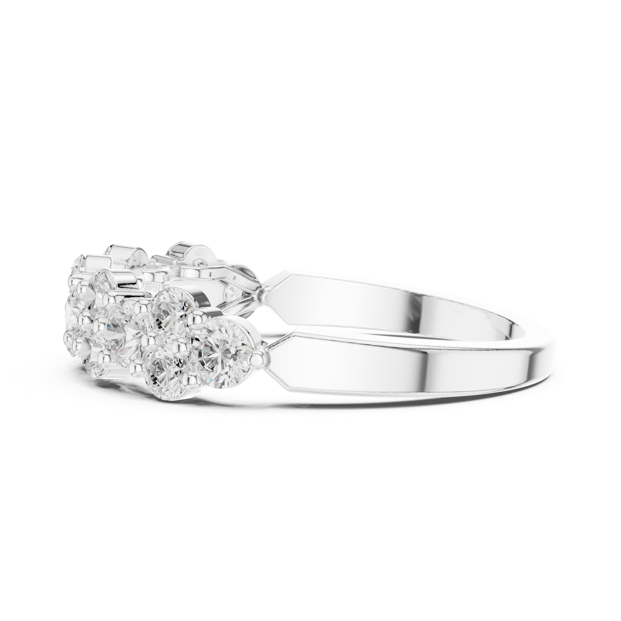 Diamond Cluster Half Eternity Ring