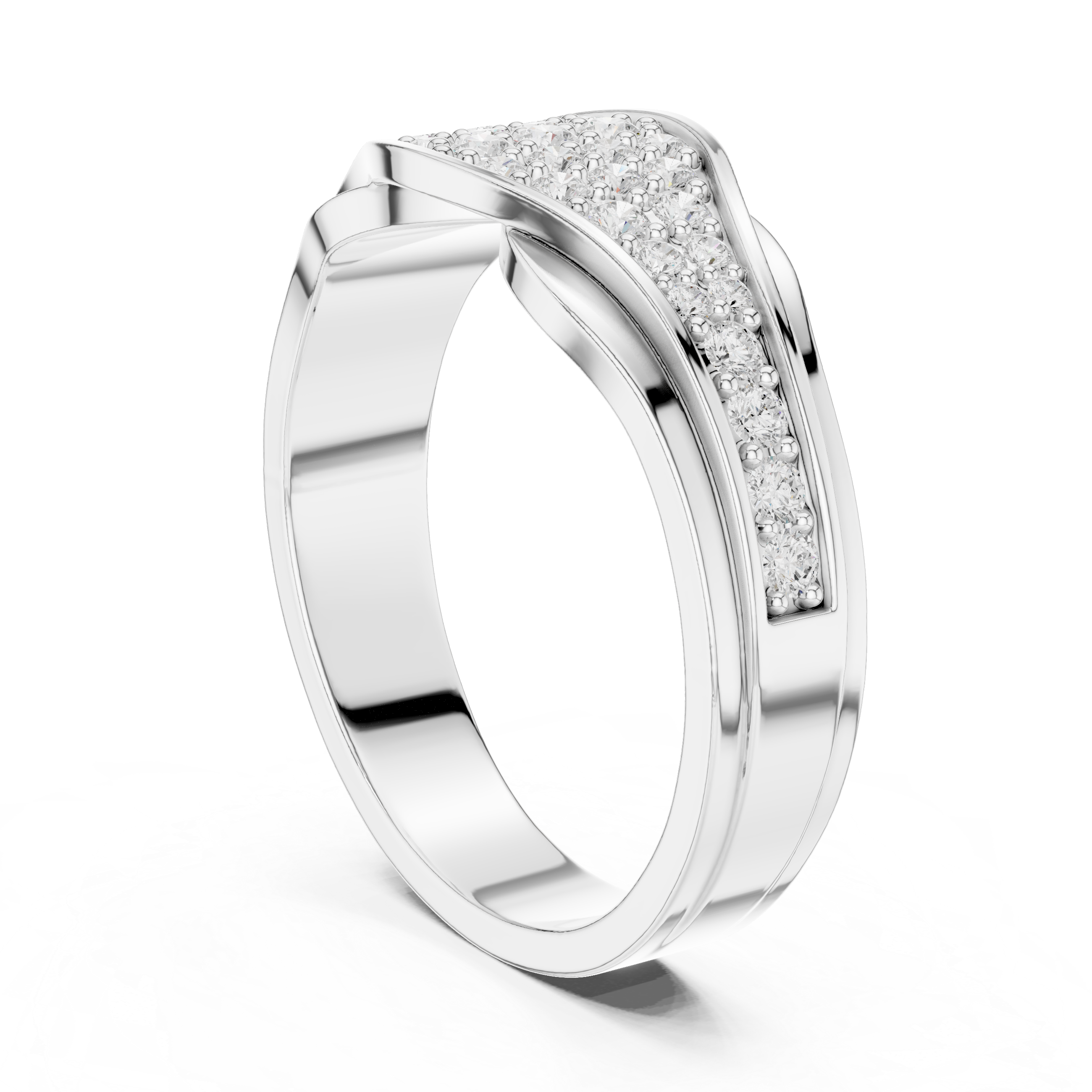 Curved Pavé Diamond Wedding Band
