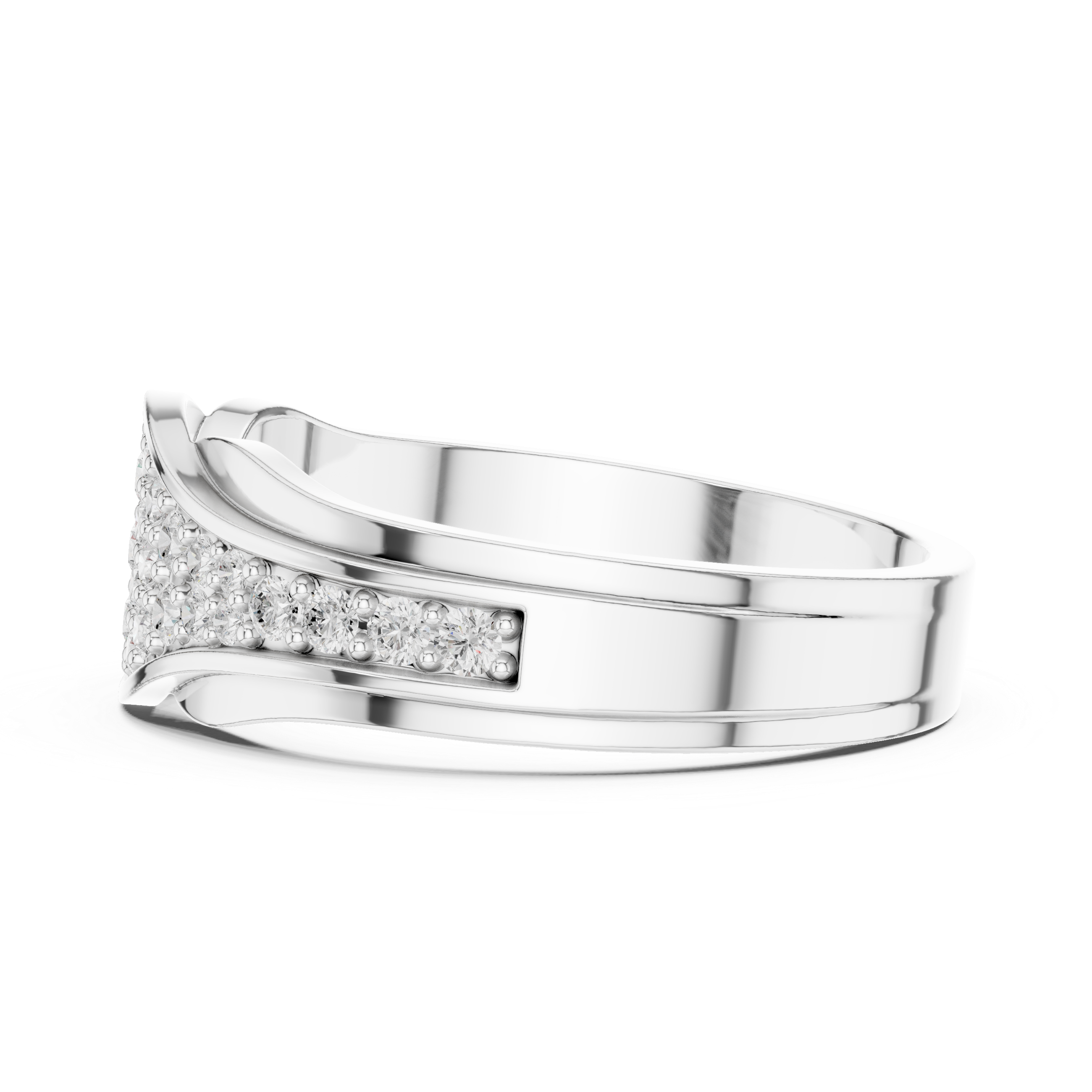 Curved Pavé Diamond Wedding Band