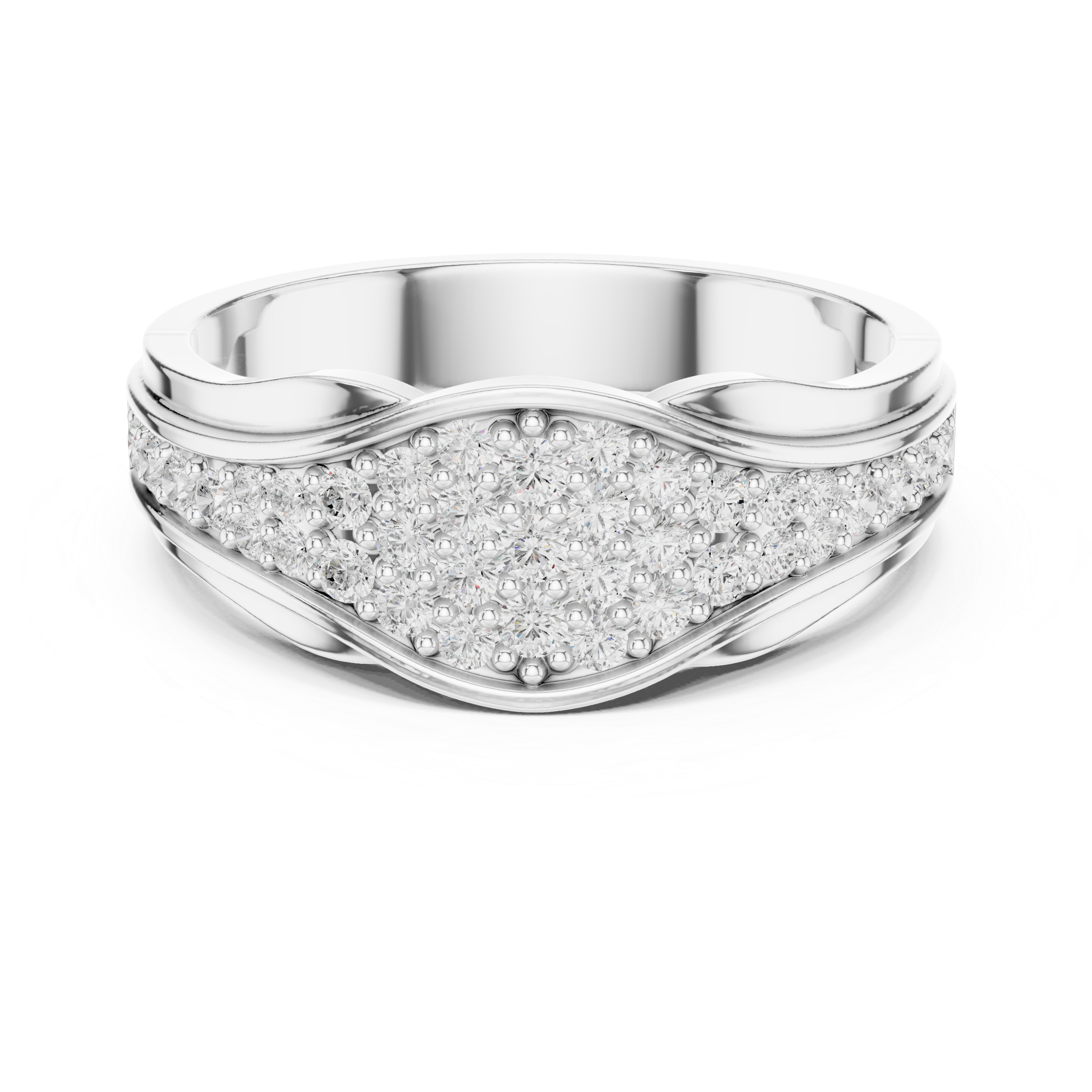 Curved Pavé Diamond Wedding Band