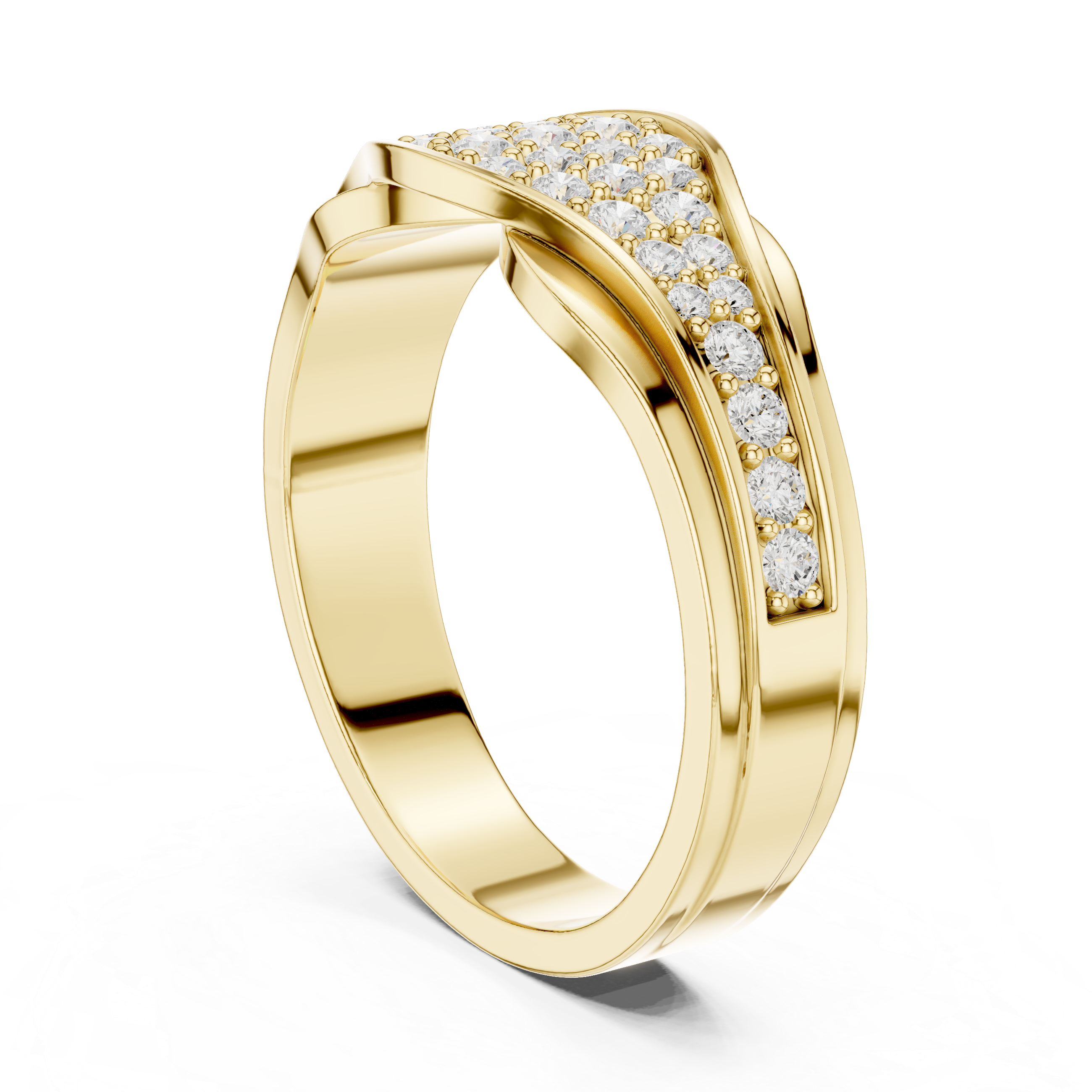 Curved Pavé Diamond Wedding Band