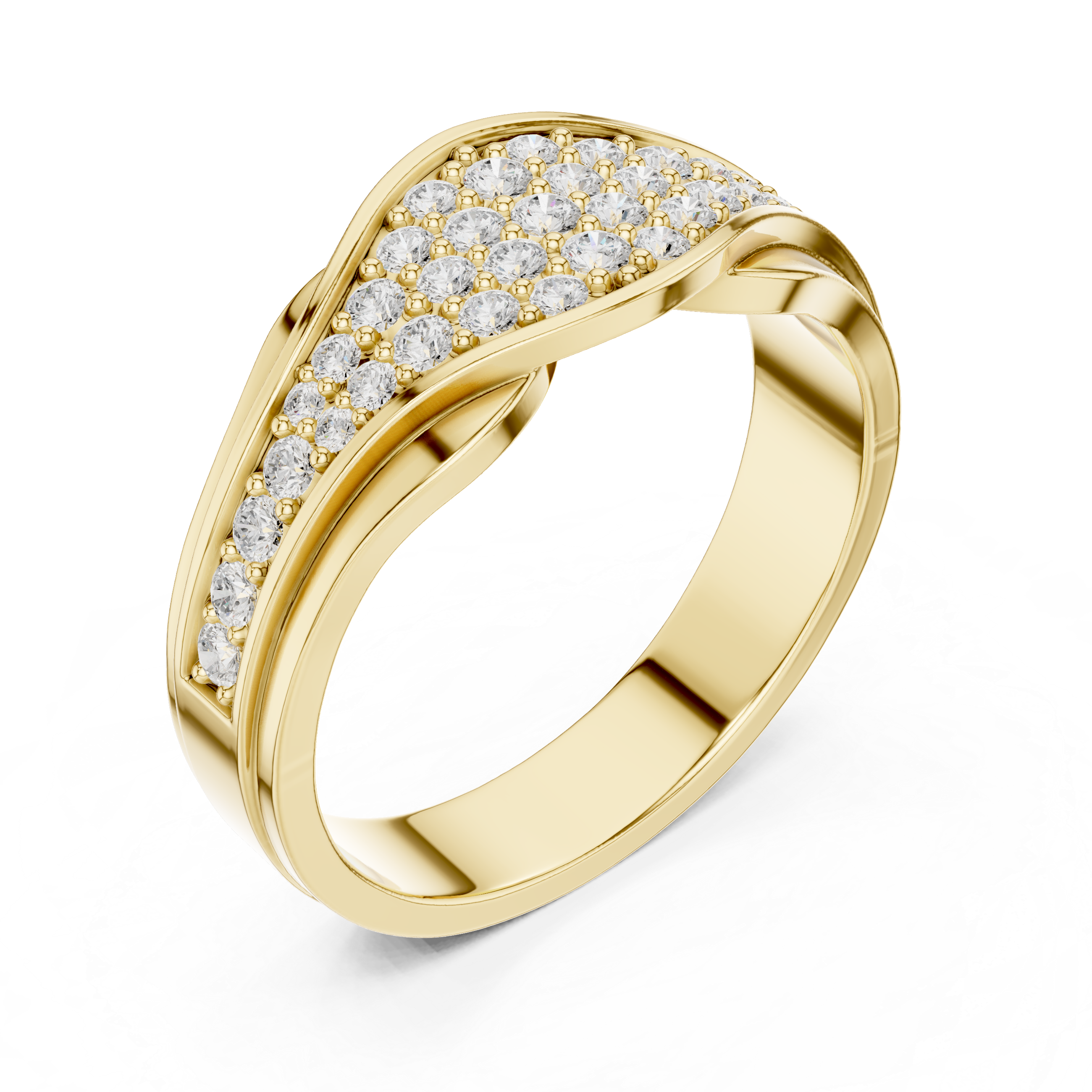 Curved Pavé Diamond Wedding Band