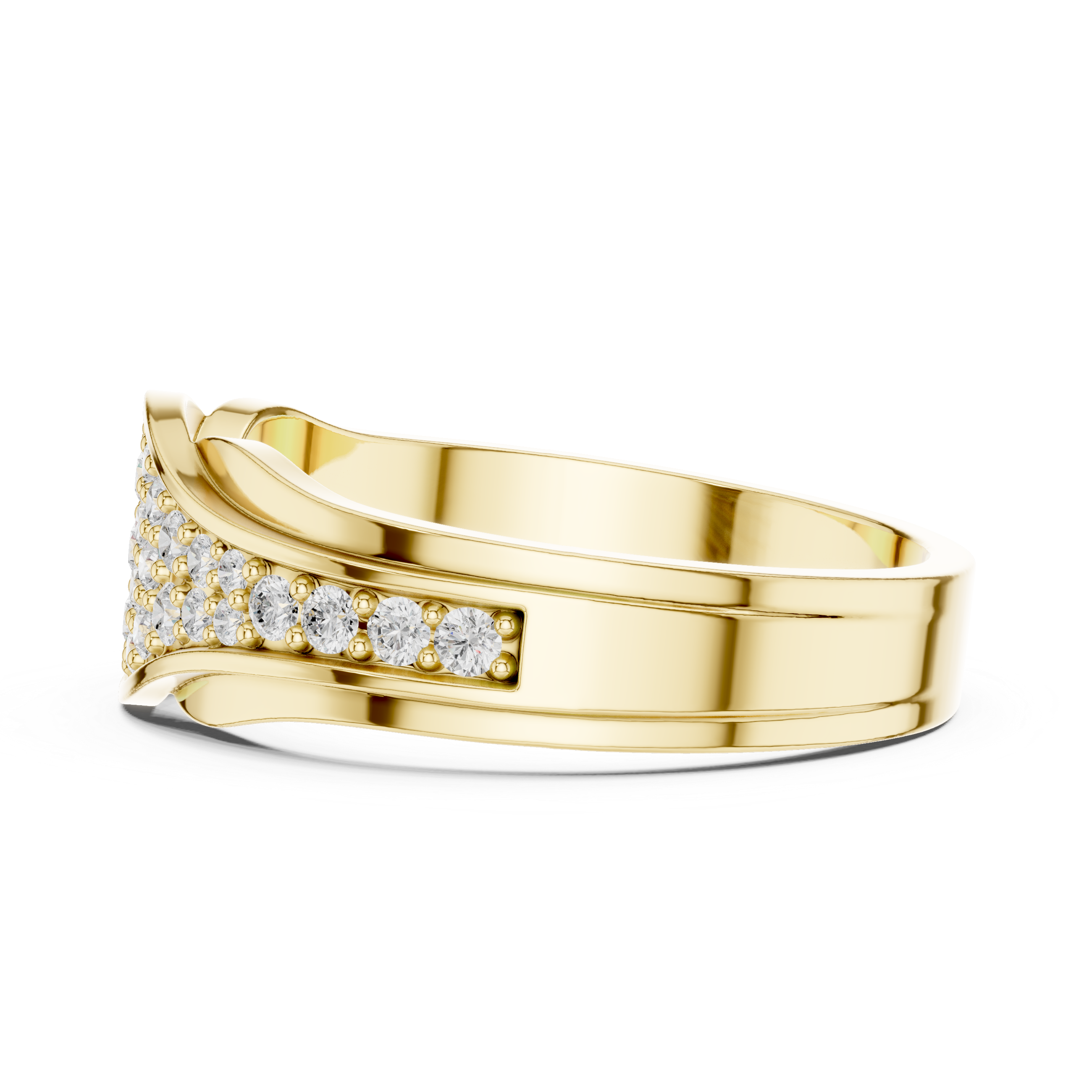 Curved Pavé Diamond Wedding Band