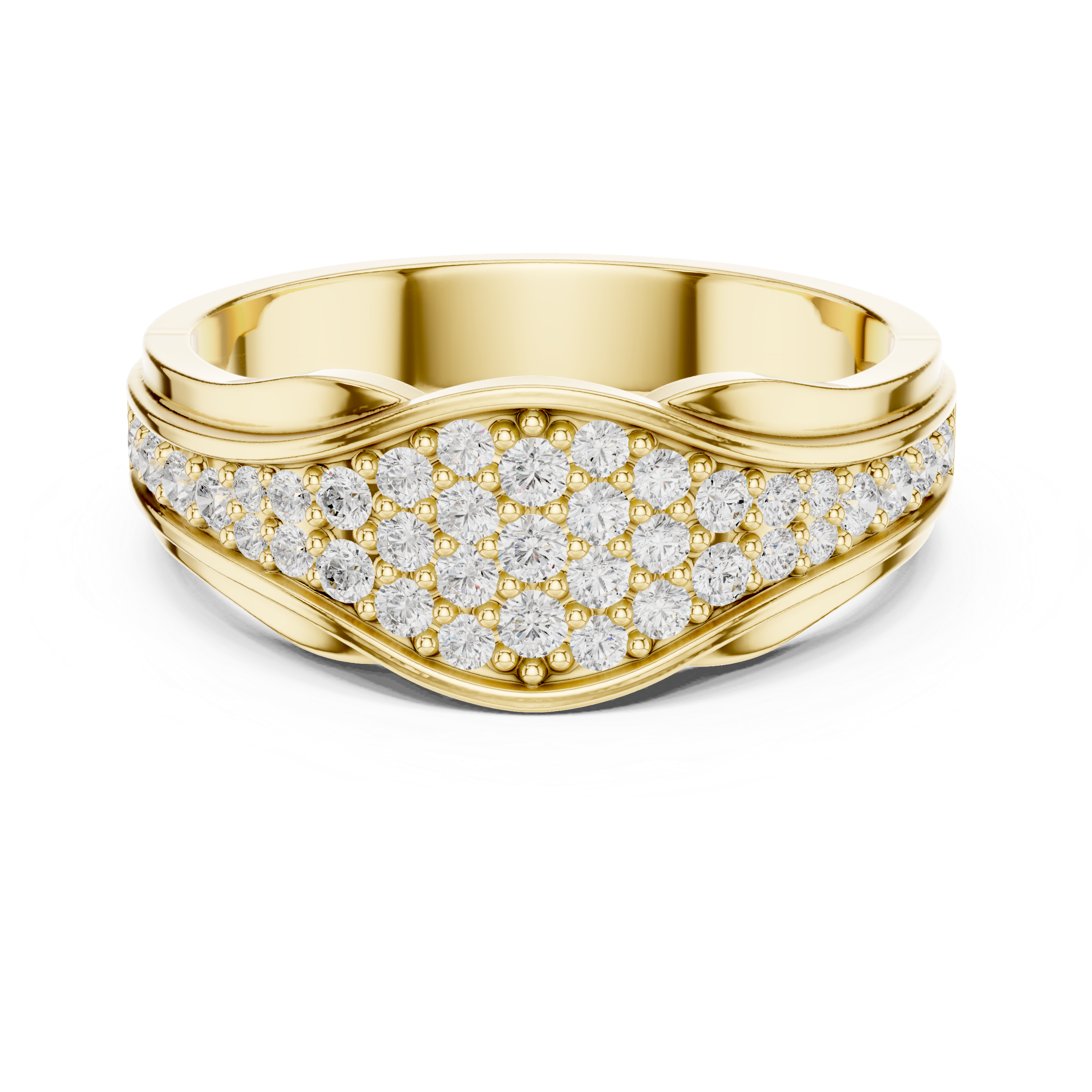 Curved Pavé Diamond Wedding Band