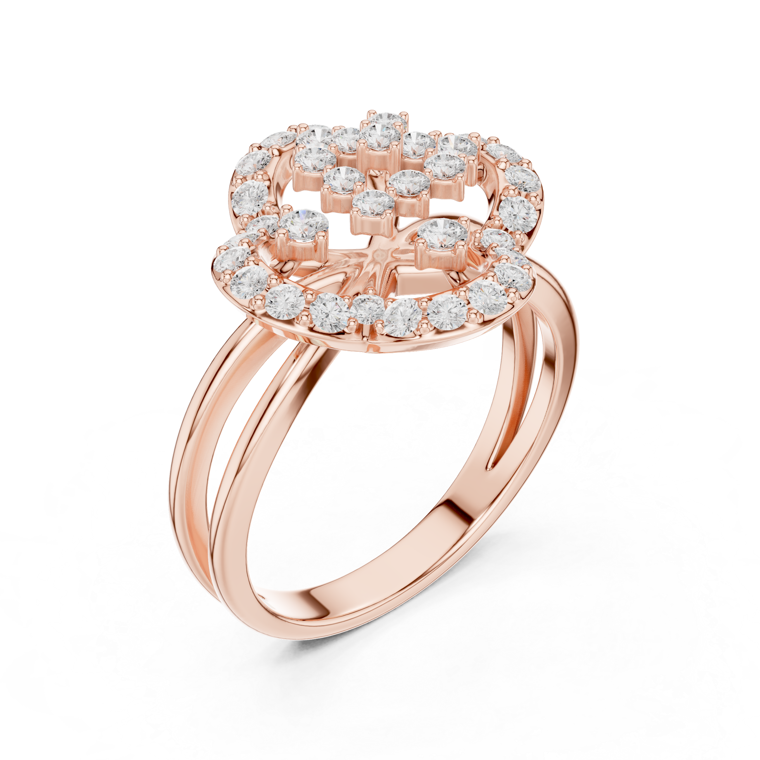 Clover Halo Diamond Ring