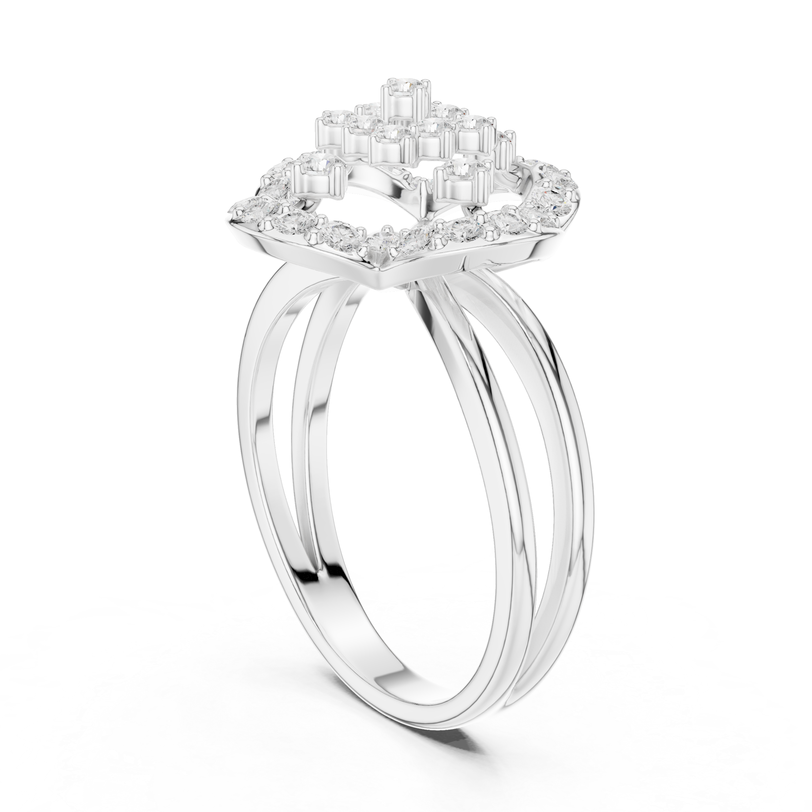 Clover Halo Diamond Ring