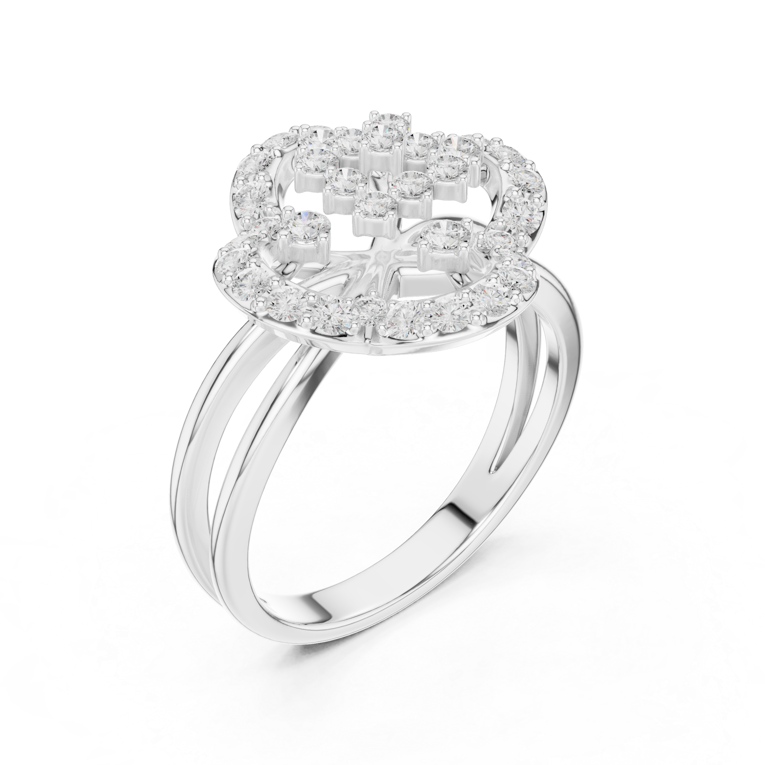 Clover Halo Diamond Ring