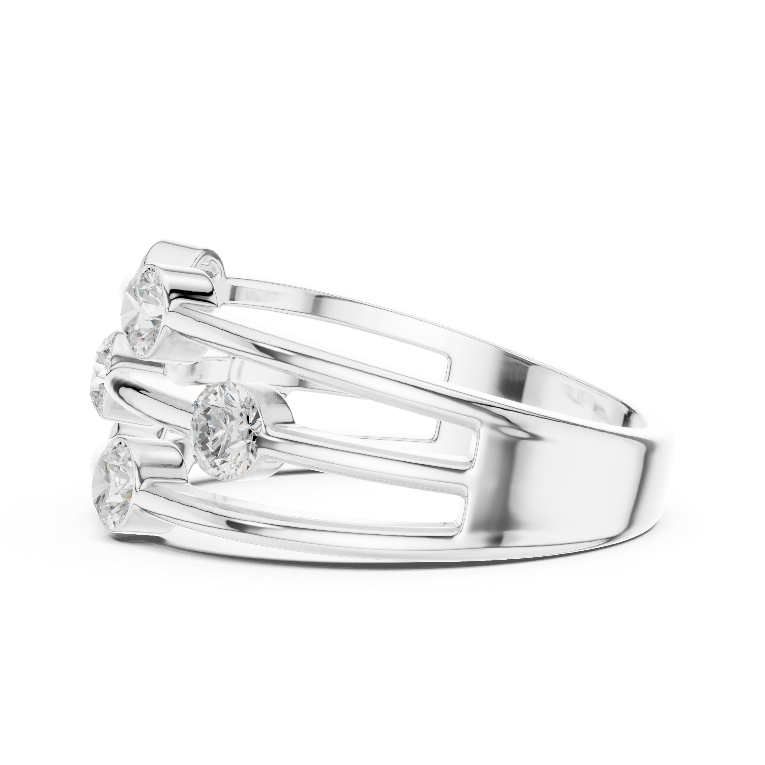 Triple Row Bezel Diamond Statement Ring