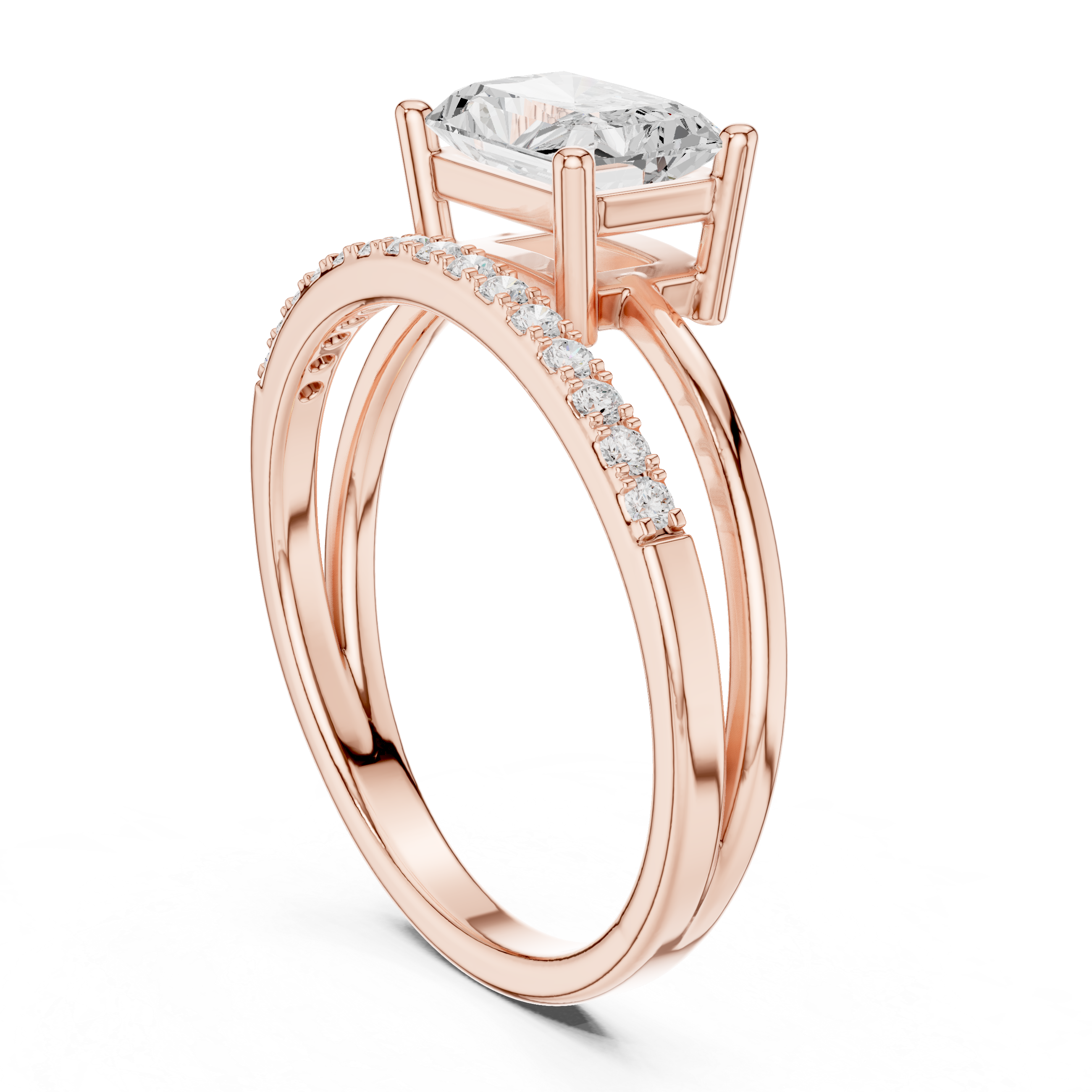 Radiant Cut Split Shank Engagement Ring