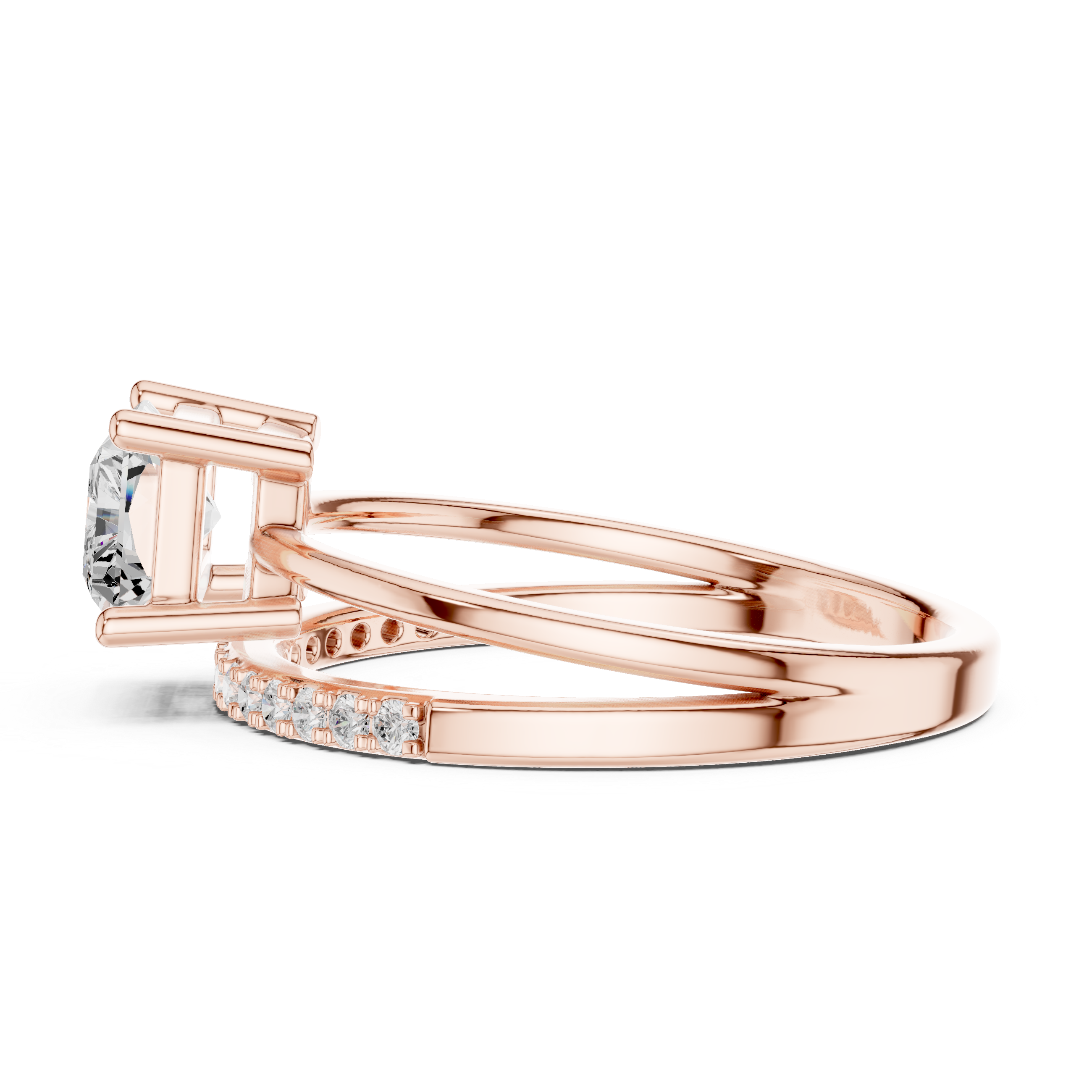 Radiant Cut Split Shank Engagement Ring