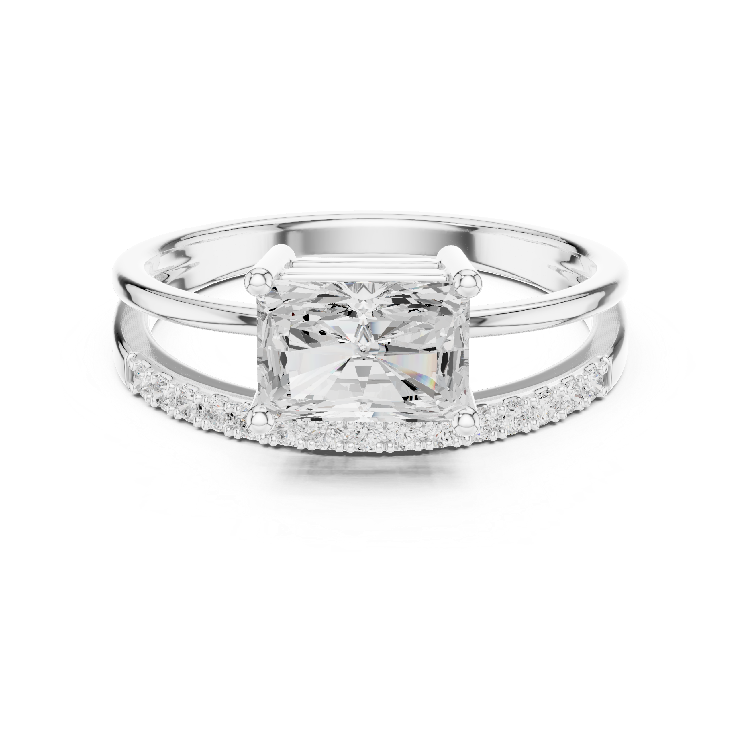 Radiant Cut Split Shank Engagement Ring